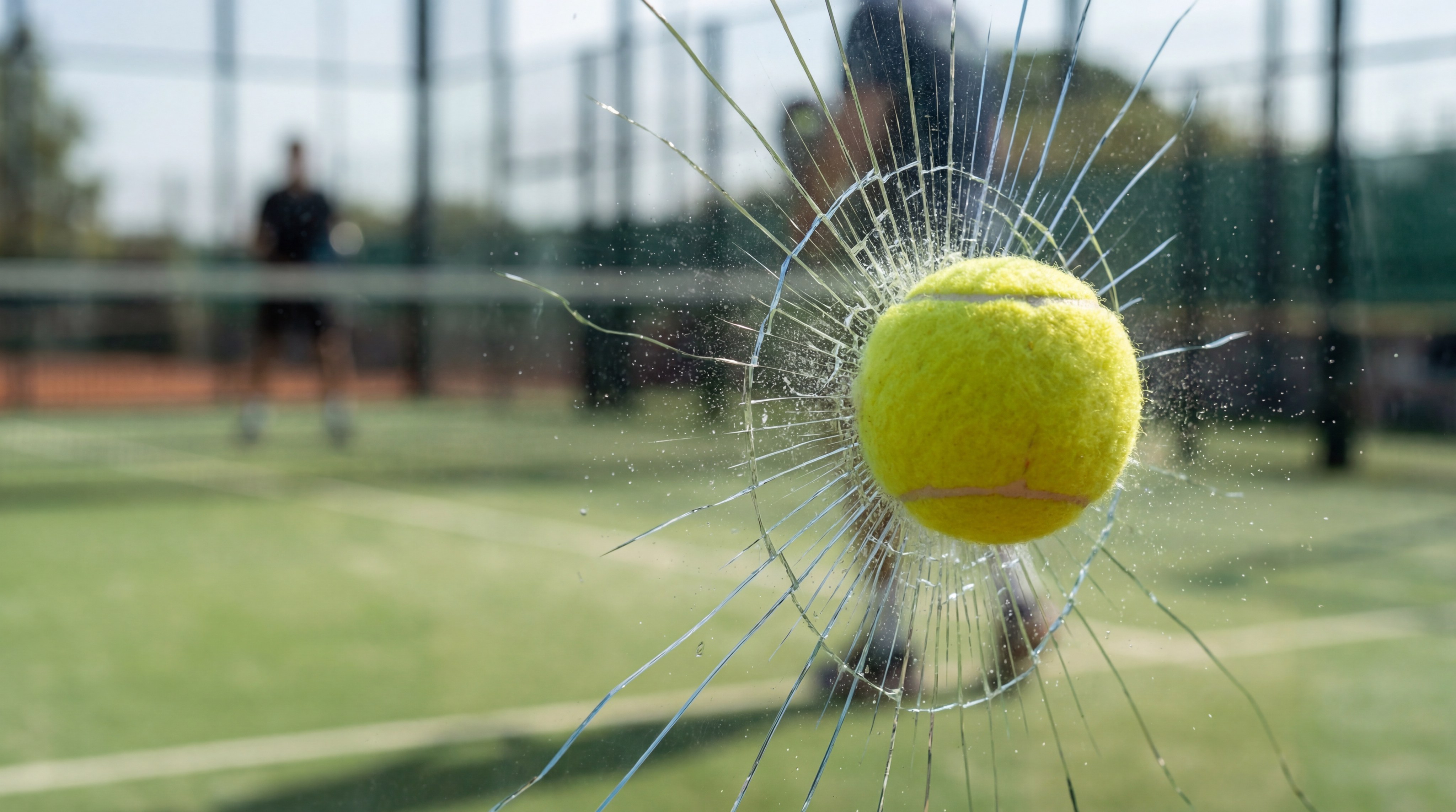 padel ball glass impact