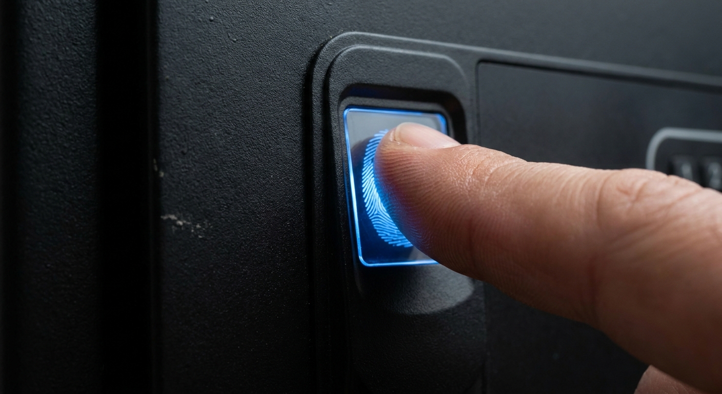 biometric fingerprint scanner closeup