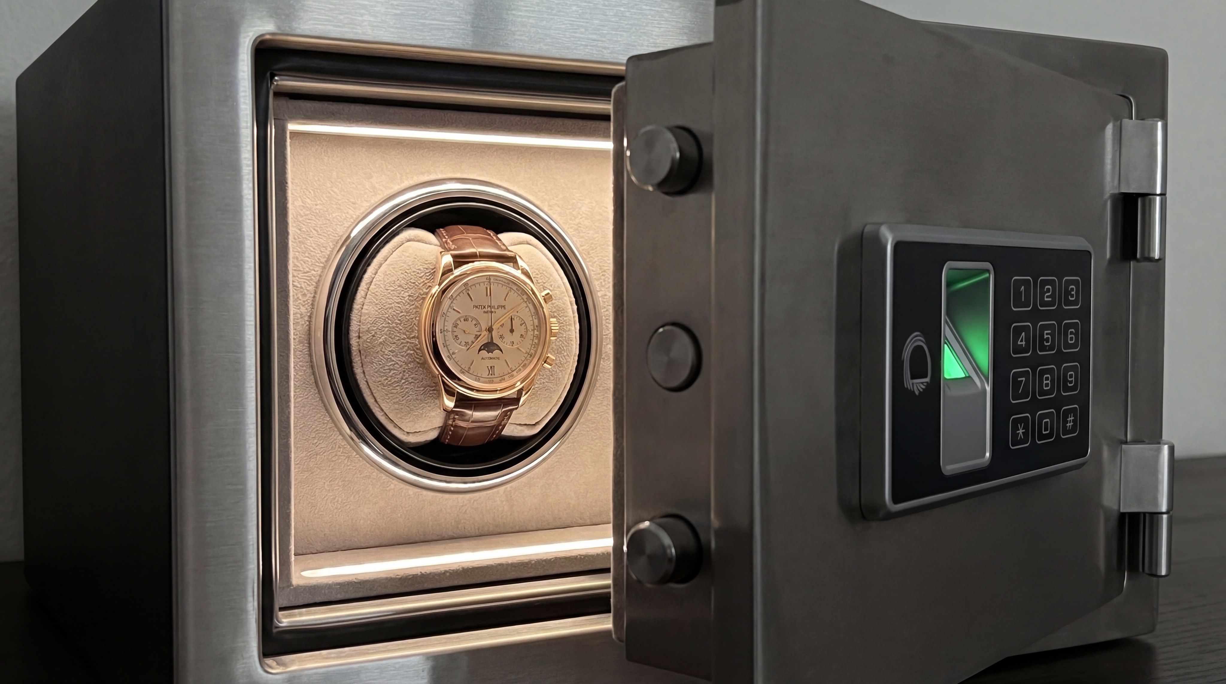 Luxury watch winder safe with multiple rotors and watches