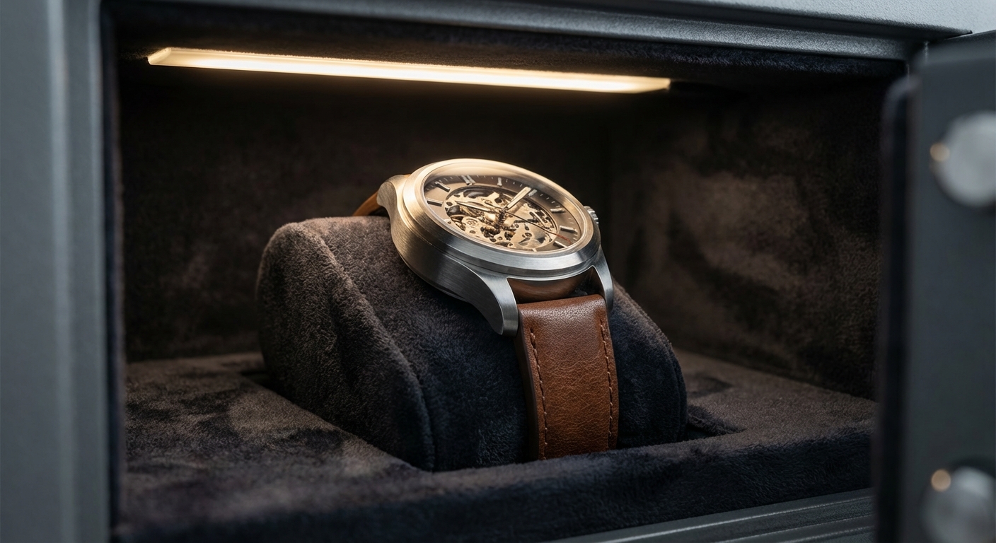 luxury watch safe macro