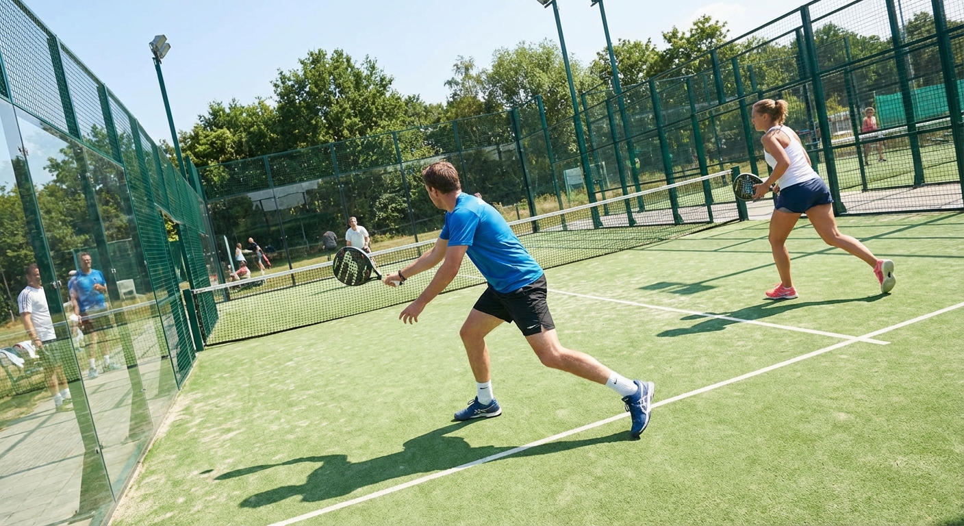 Two players practicing diagonal drills on a court