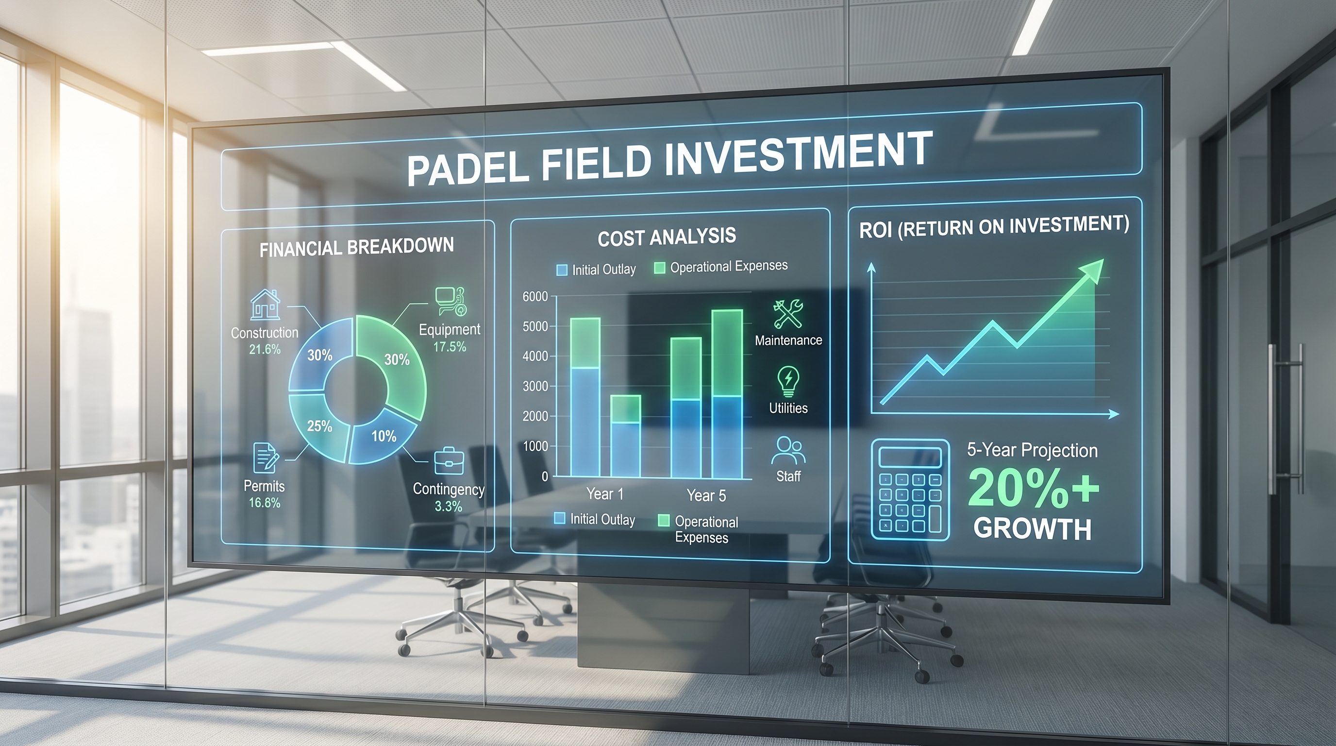 Infographic of padel field investment and financing