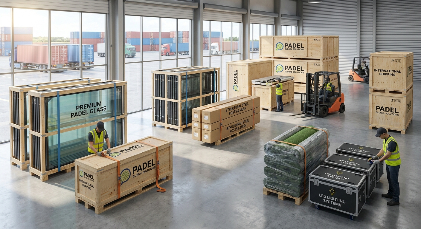 Padel court construction materials packaging