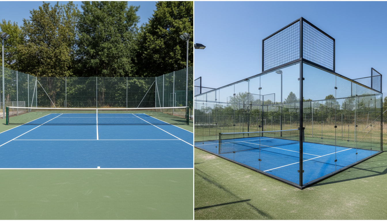 Comparison between a tennis court and a padel court