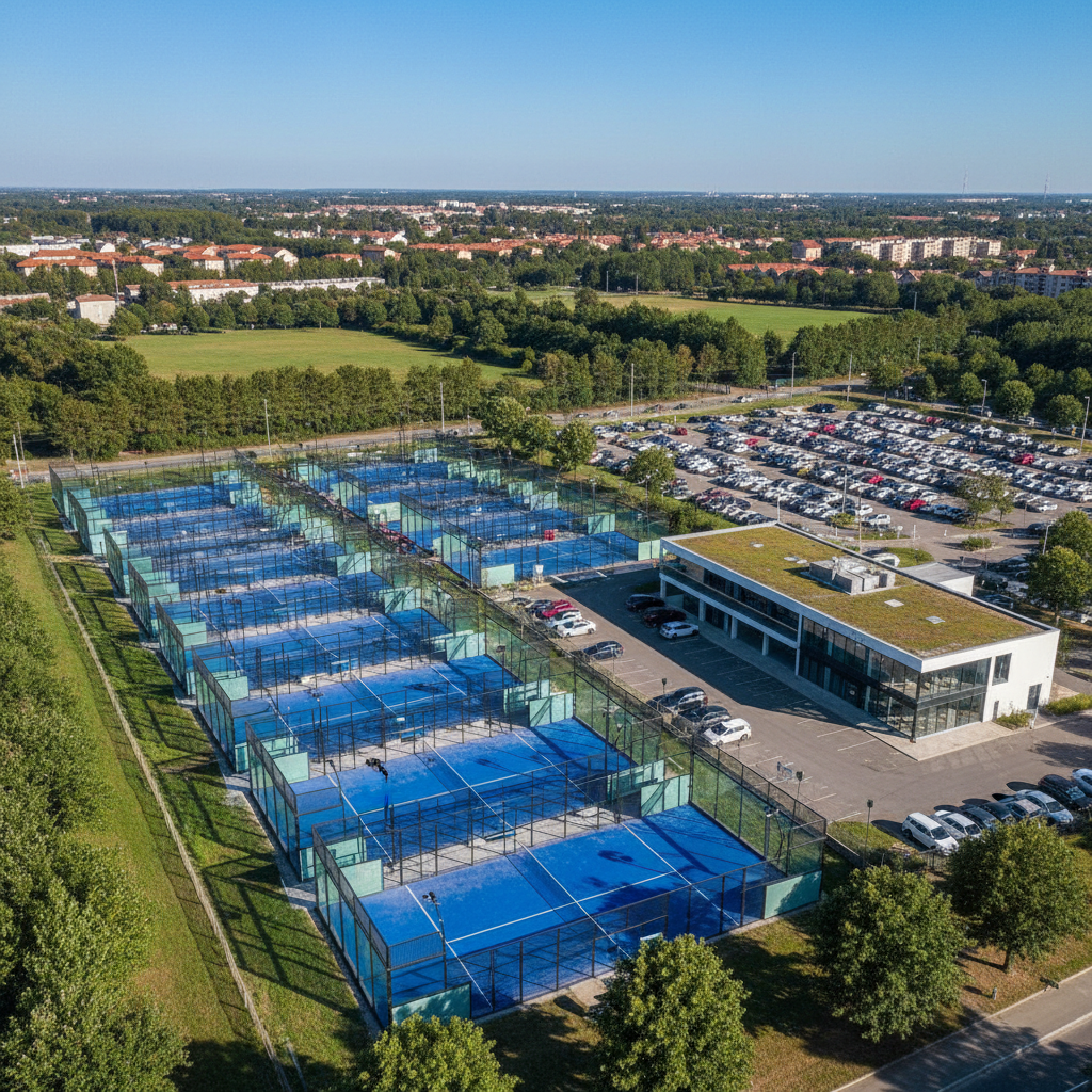 aerial view of multiple padel courts