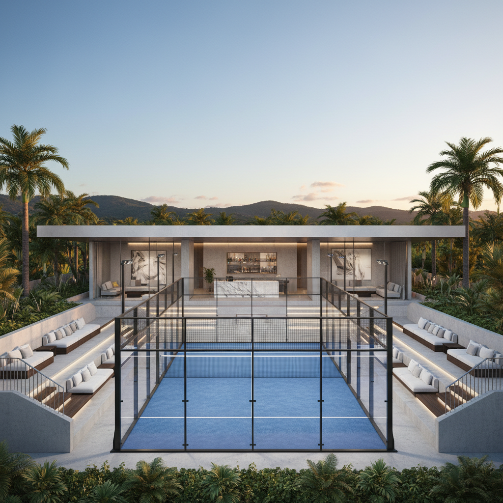 luxury padel court rendering