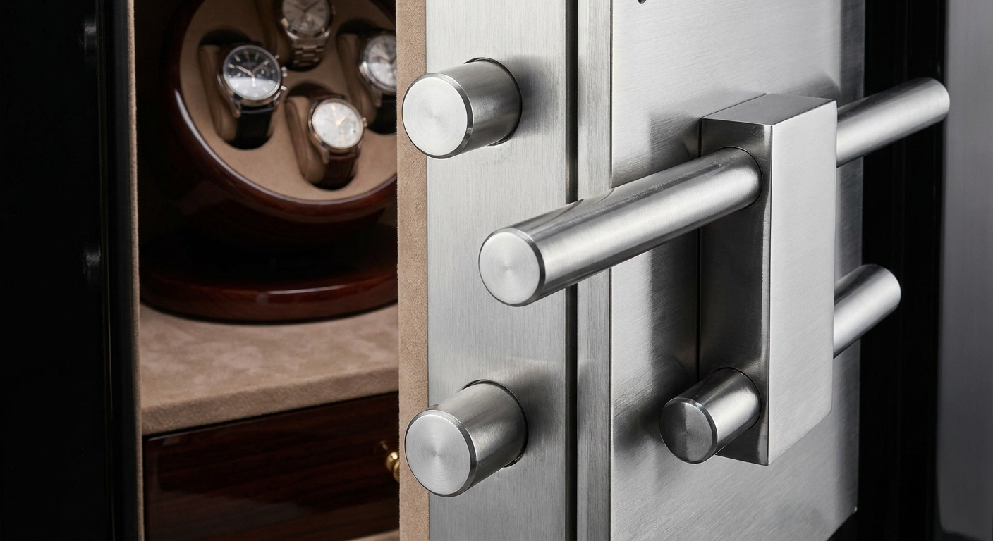 jewelry safe locking bolts closeup