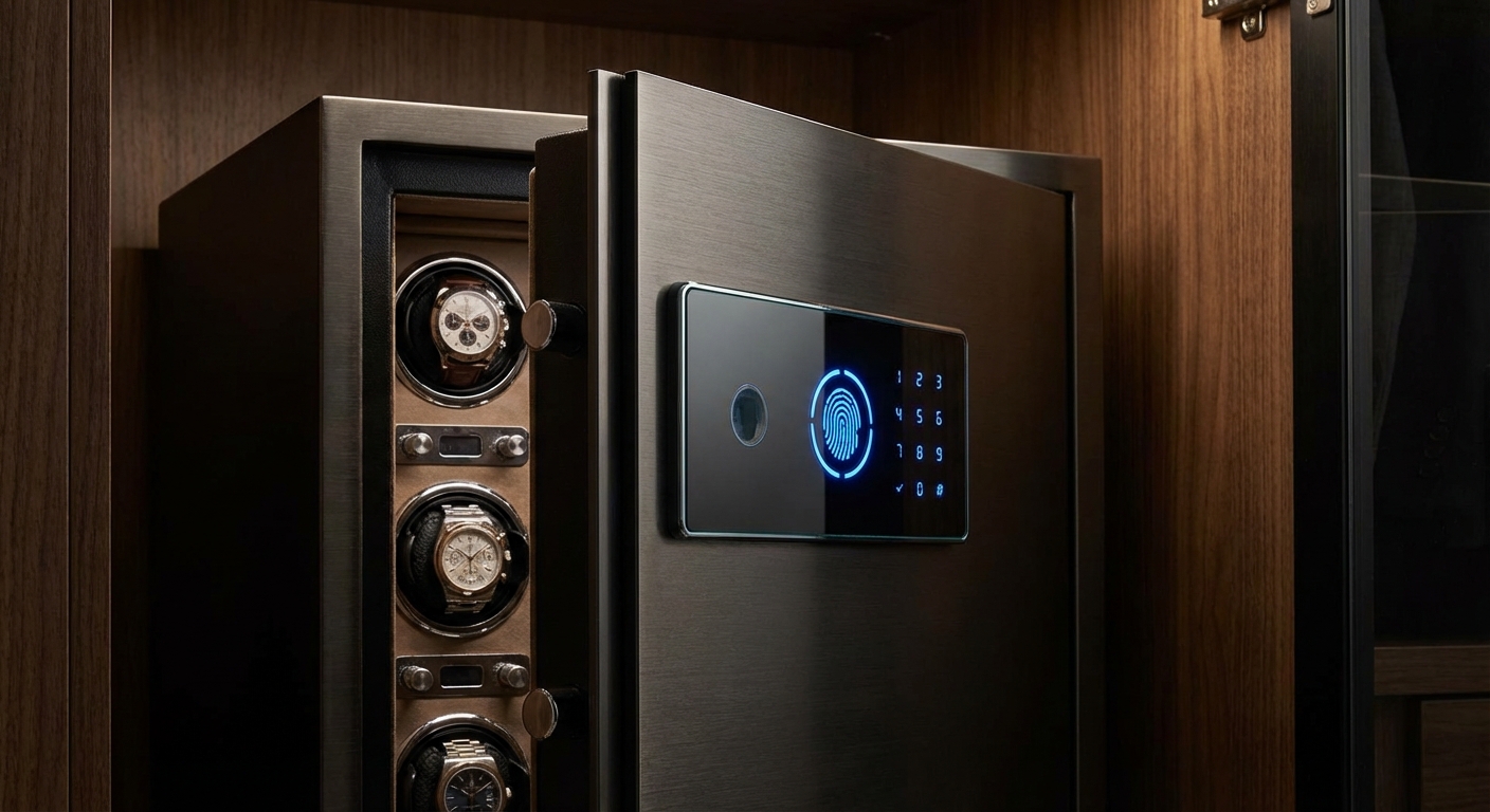 luxury watch safe biometric lock