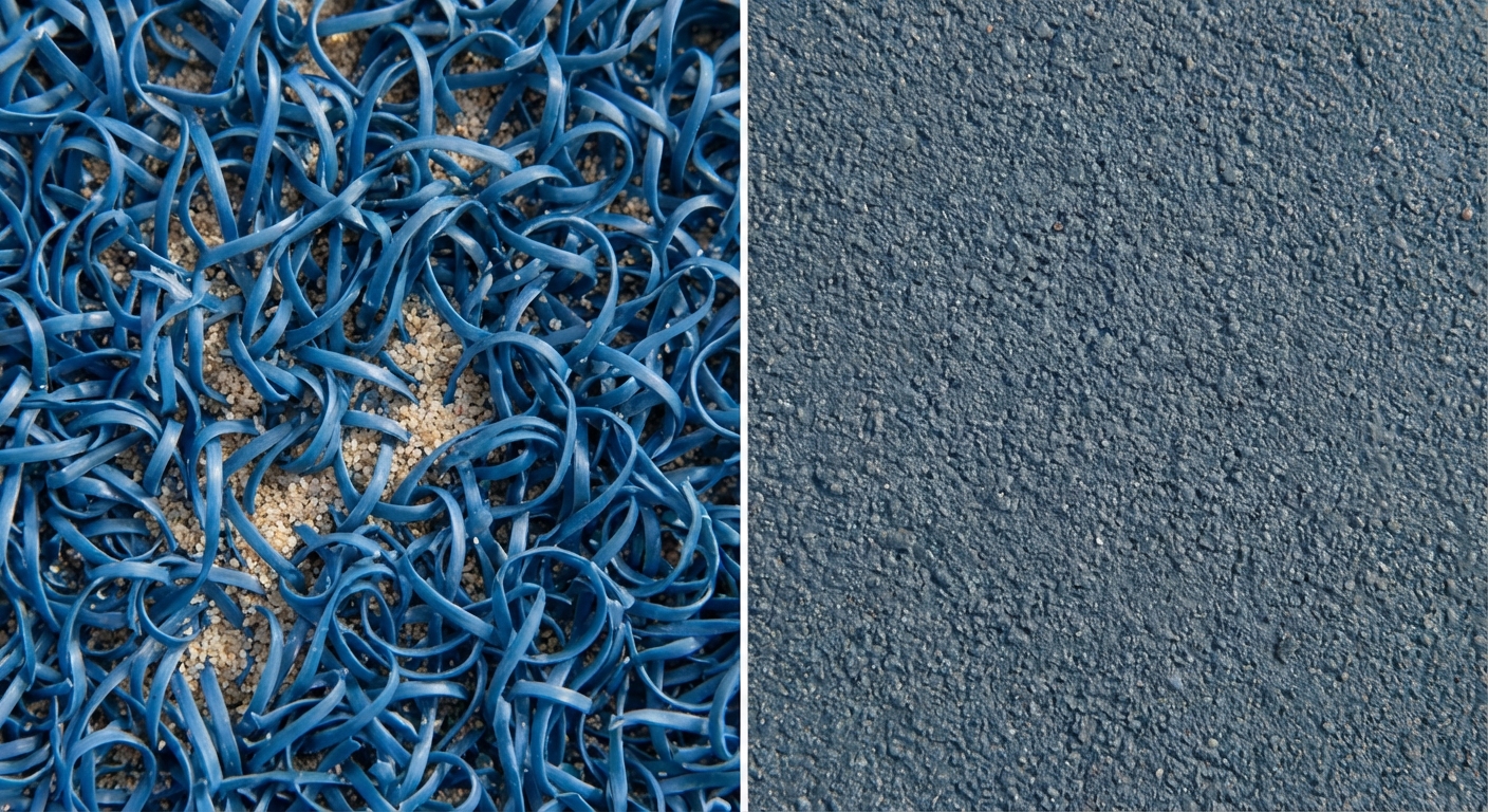 Macro comparison of padel turf and pickleball hardcourt texture