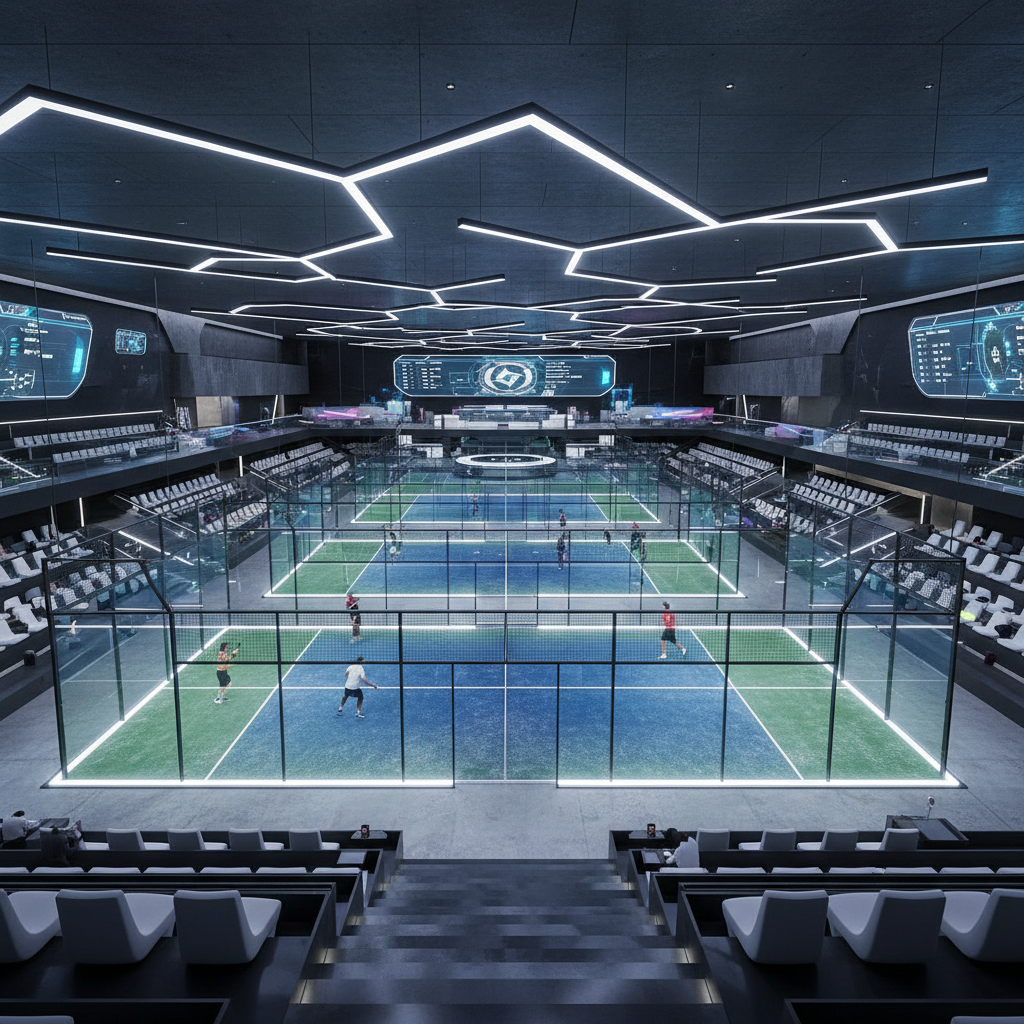 futuristic indoor padel facility render