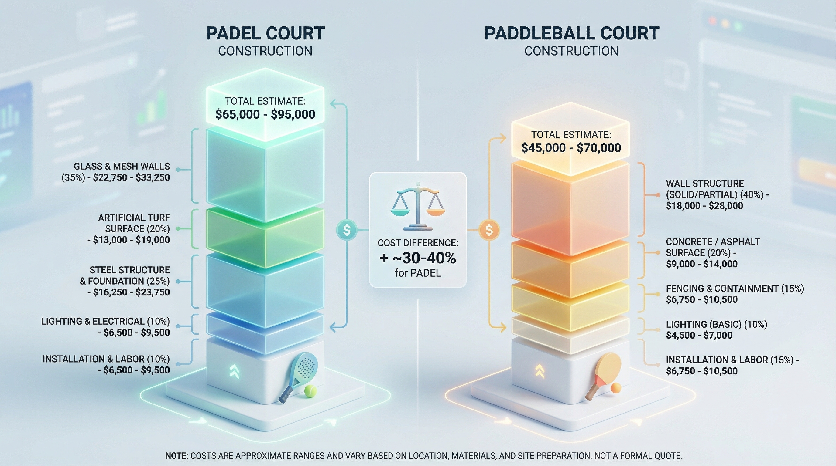 padel paddleball cost comparison infographic index 6