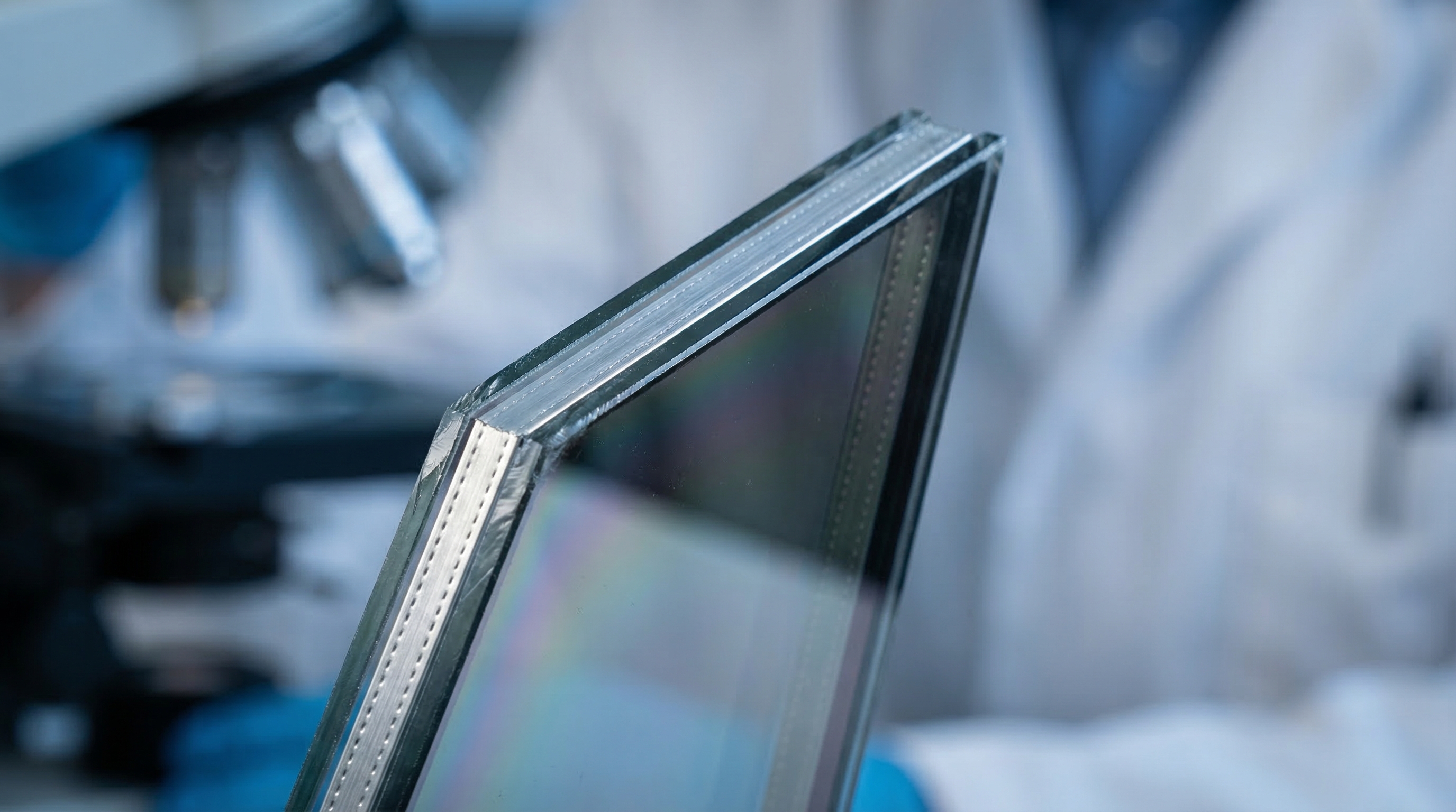 macro closeup double pane glass unit