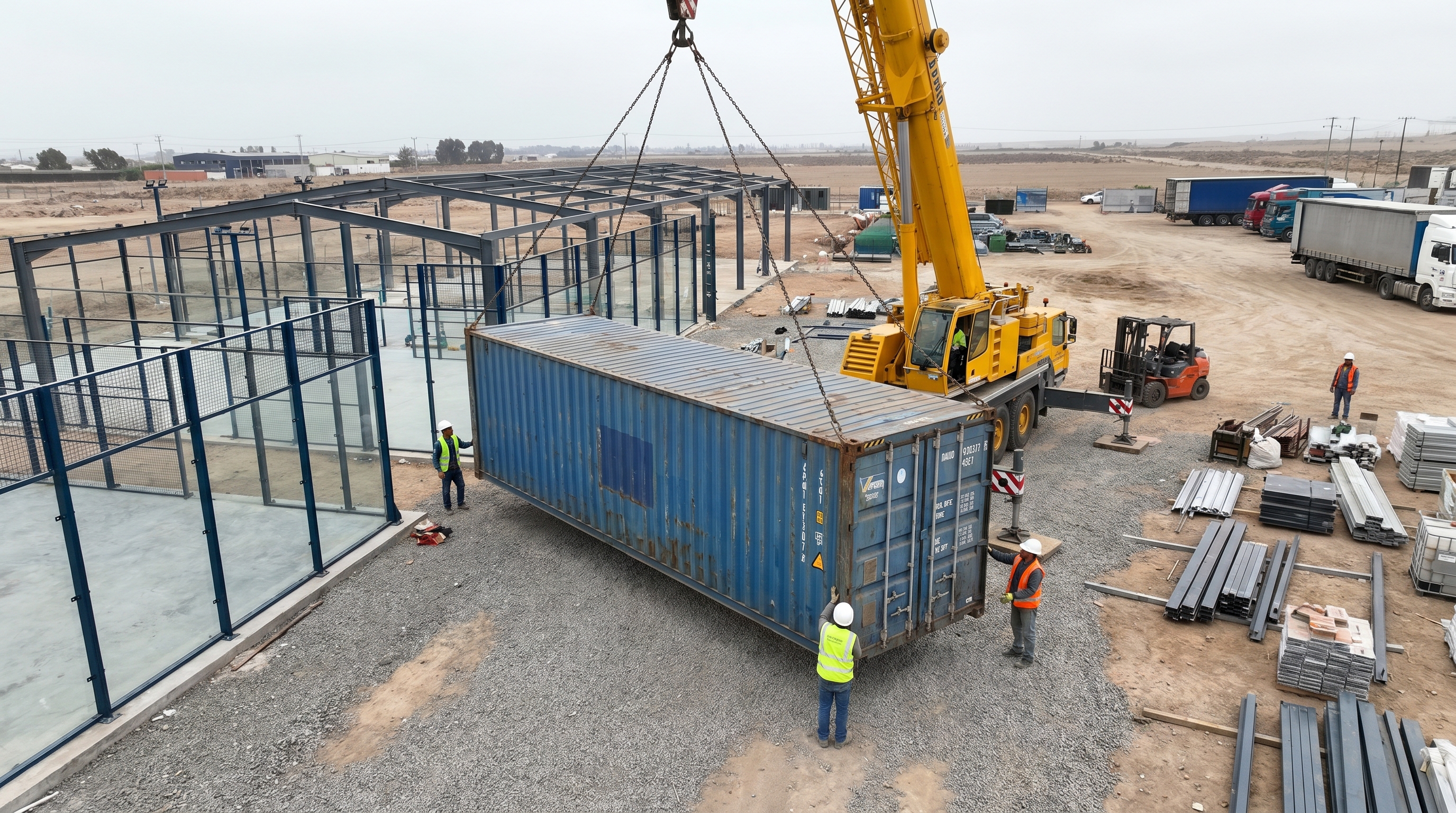 shipping container padel court construction index 6