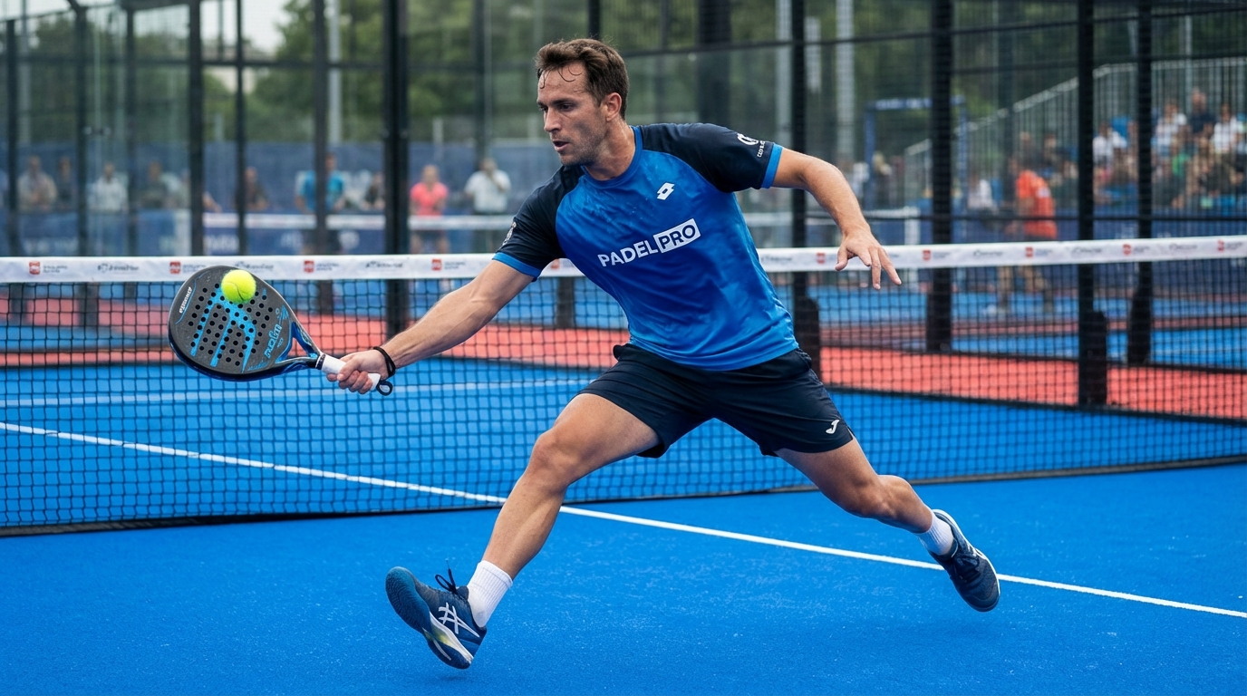 professional padel player action shot