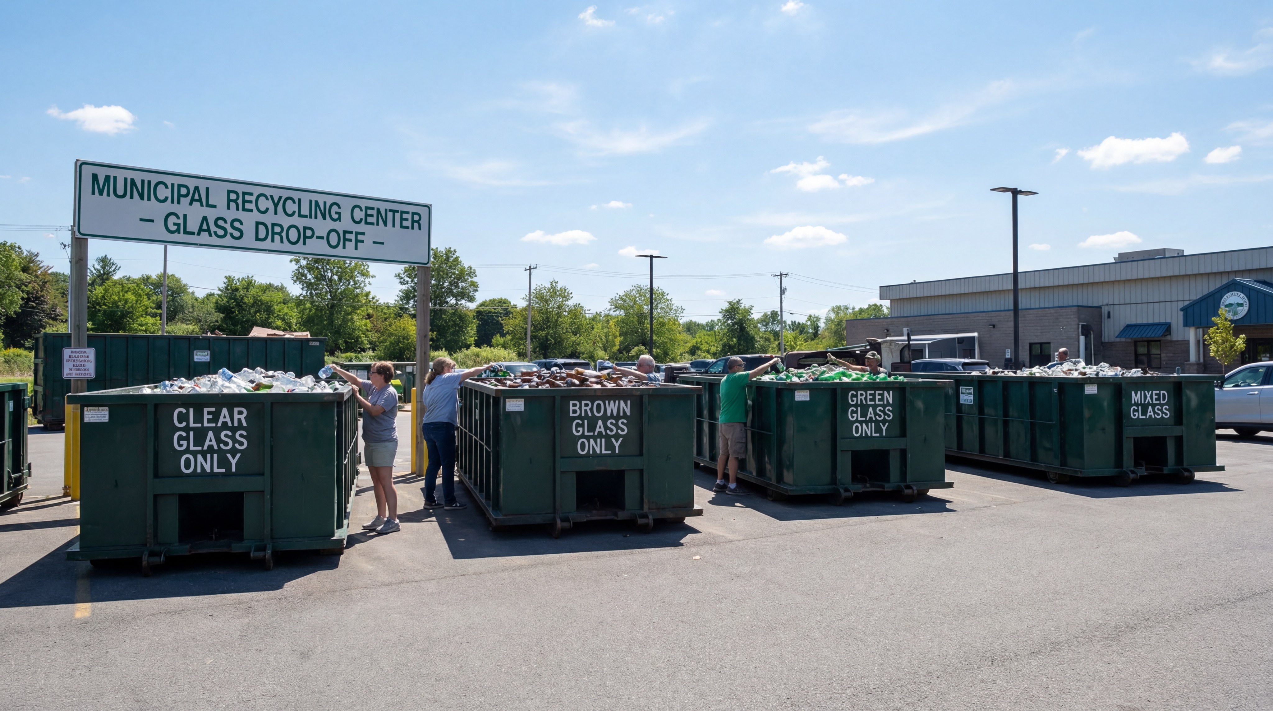 Municipal waste glass sorting station