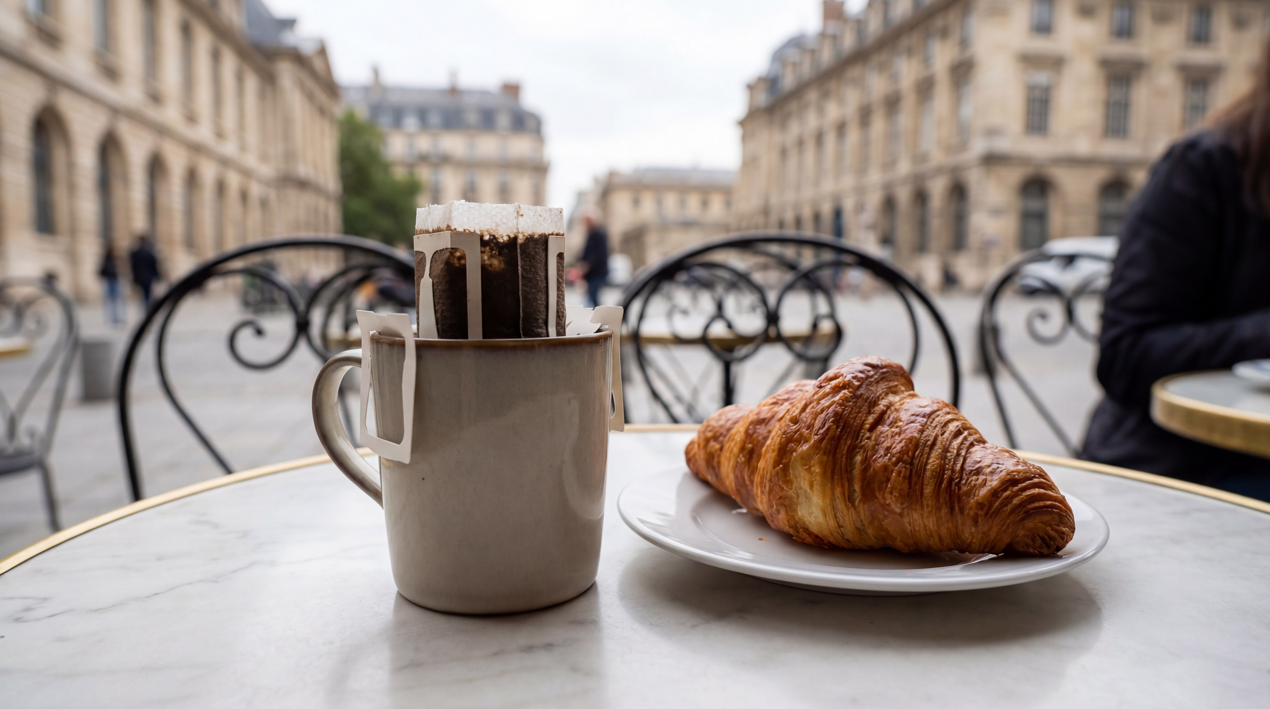 Parisian coffee and croissant lifestyle