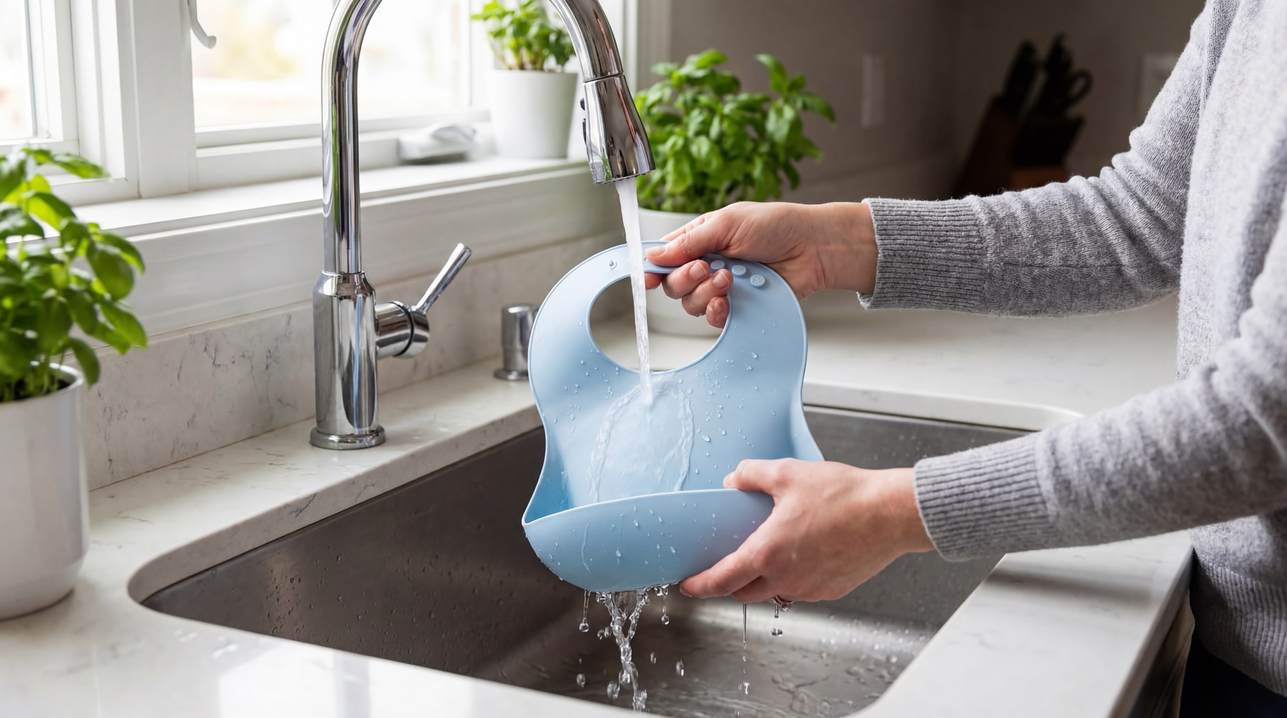 cleaning bib in sink