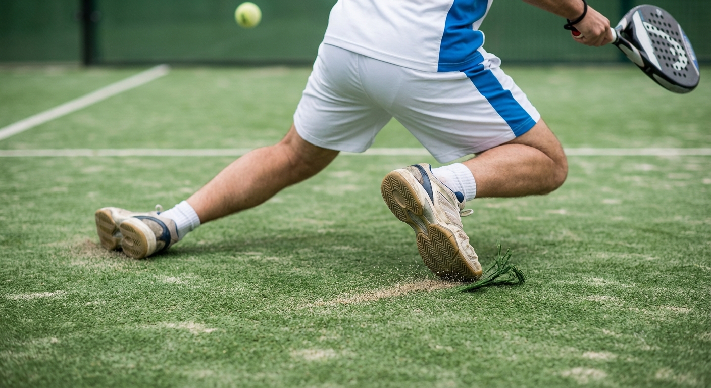 Padel player footwork lob technique
