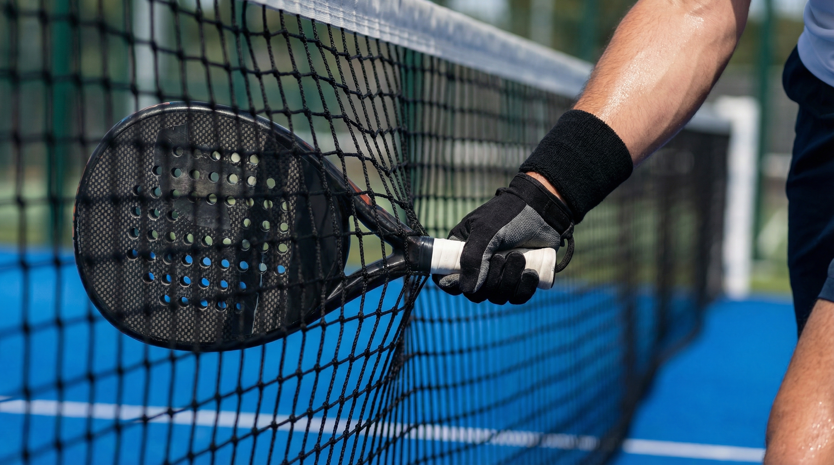 Padel net touch foul closeup