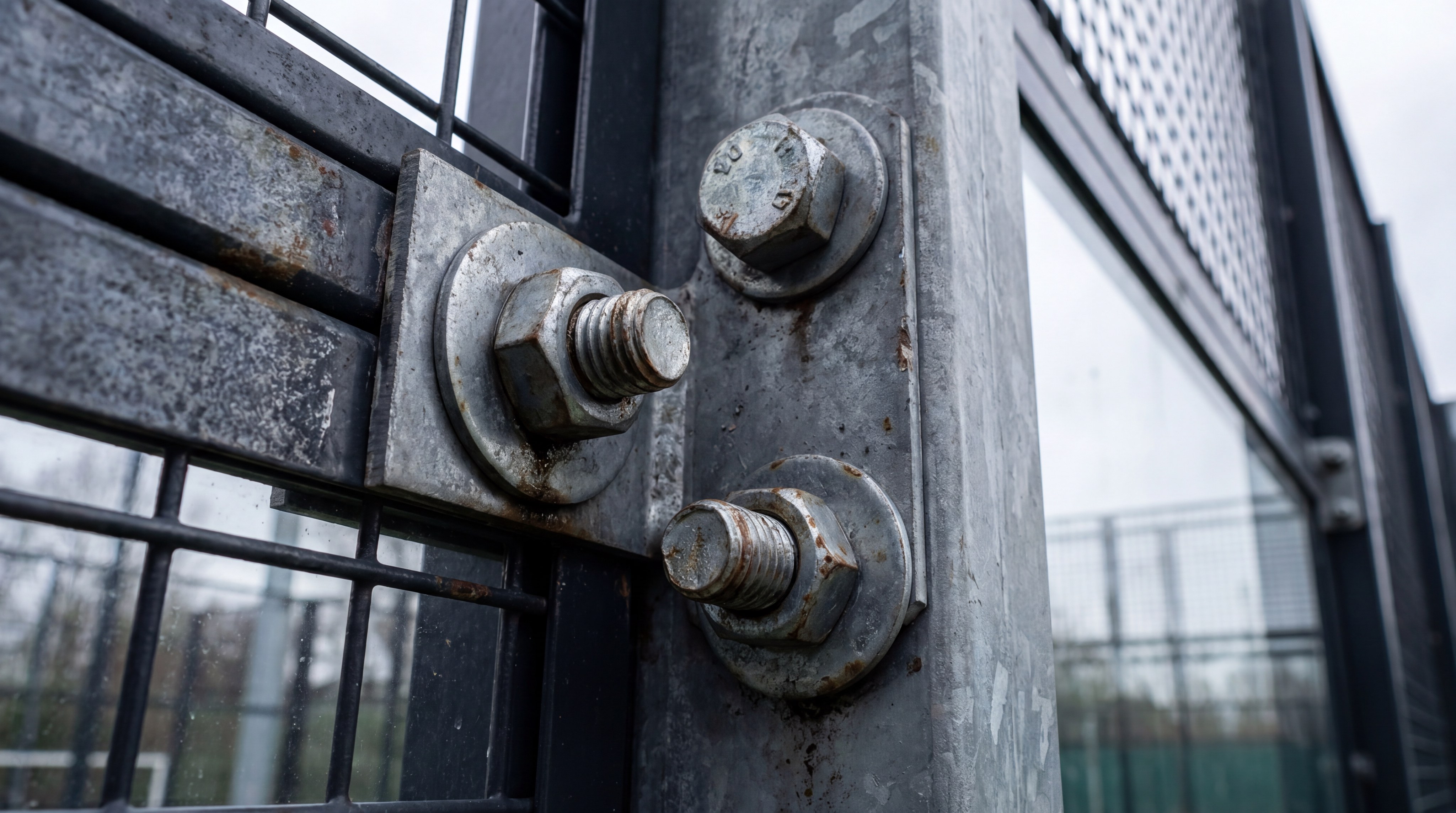 padel court bolts macro