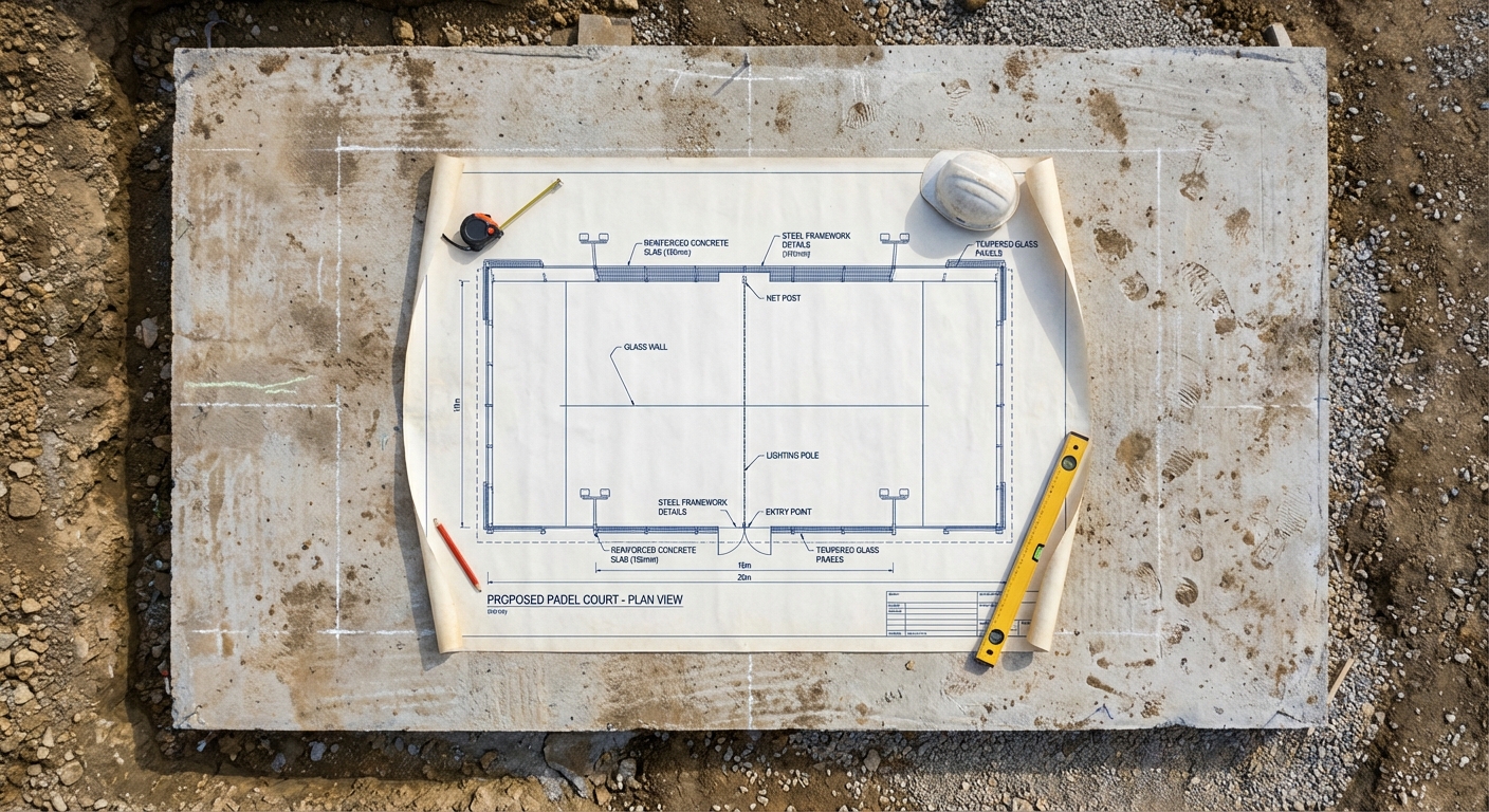 Padel court blueprint planning