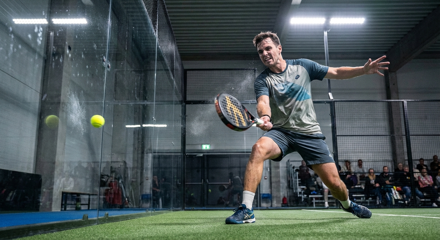 padel player action shot
