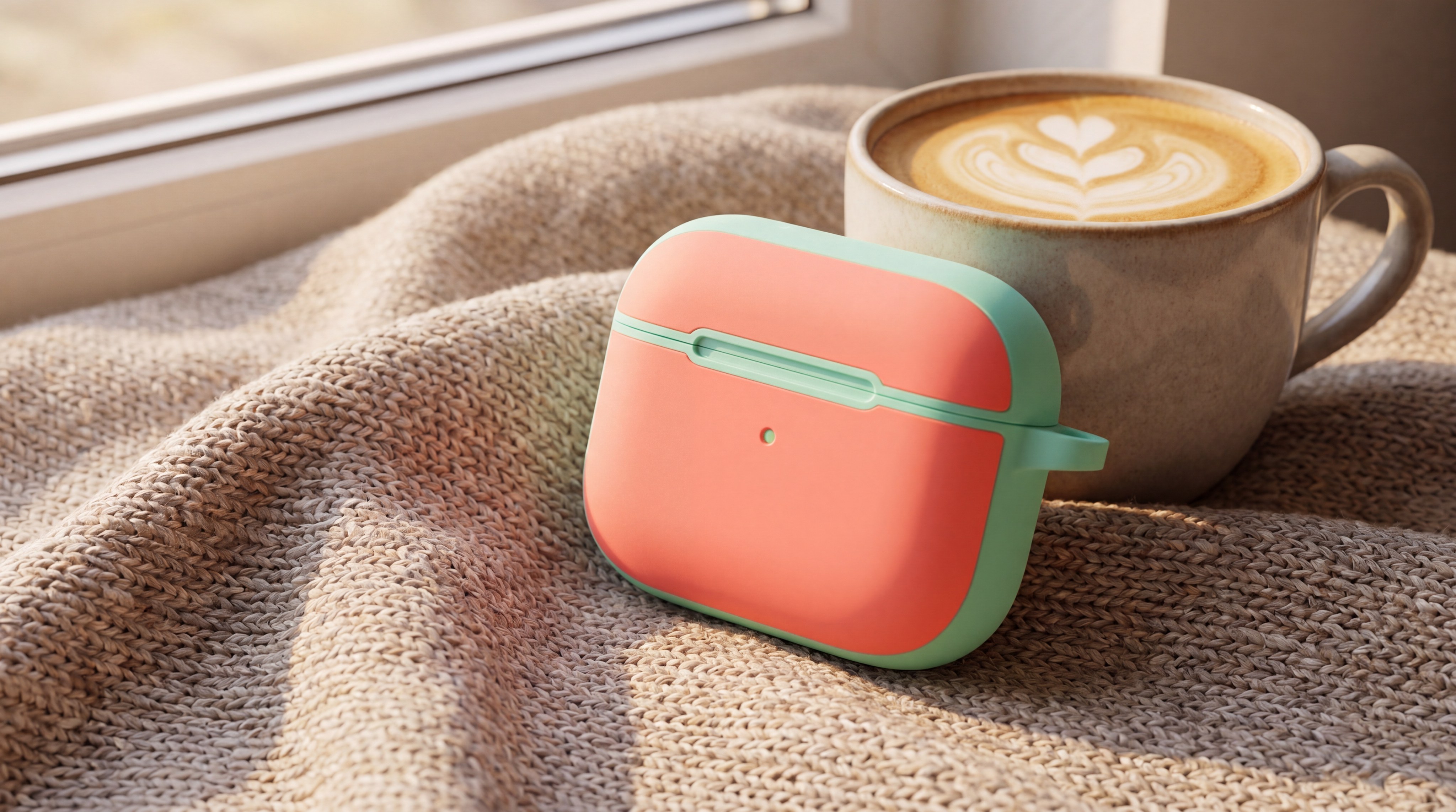 Silicone earbud case lifestyle