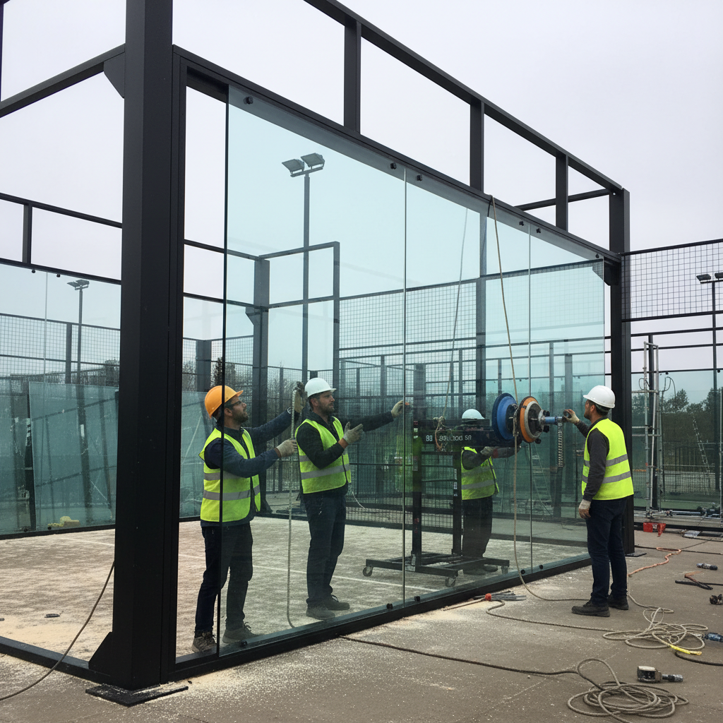padel court glass installation