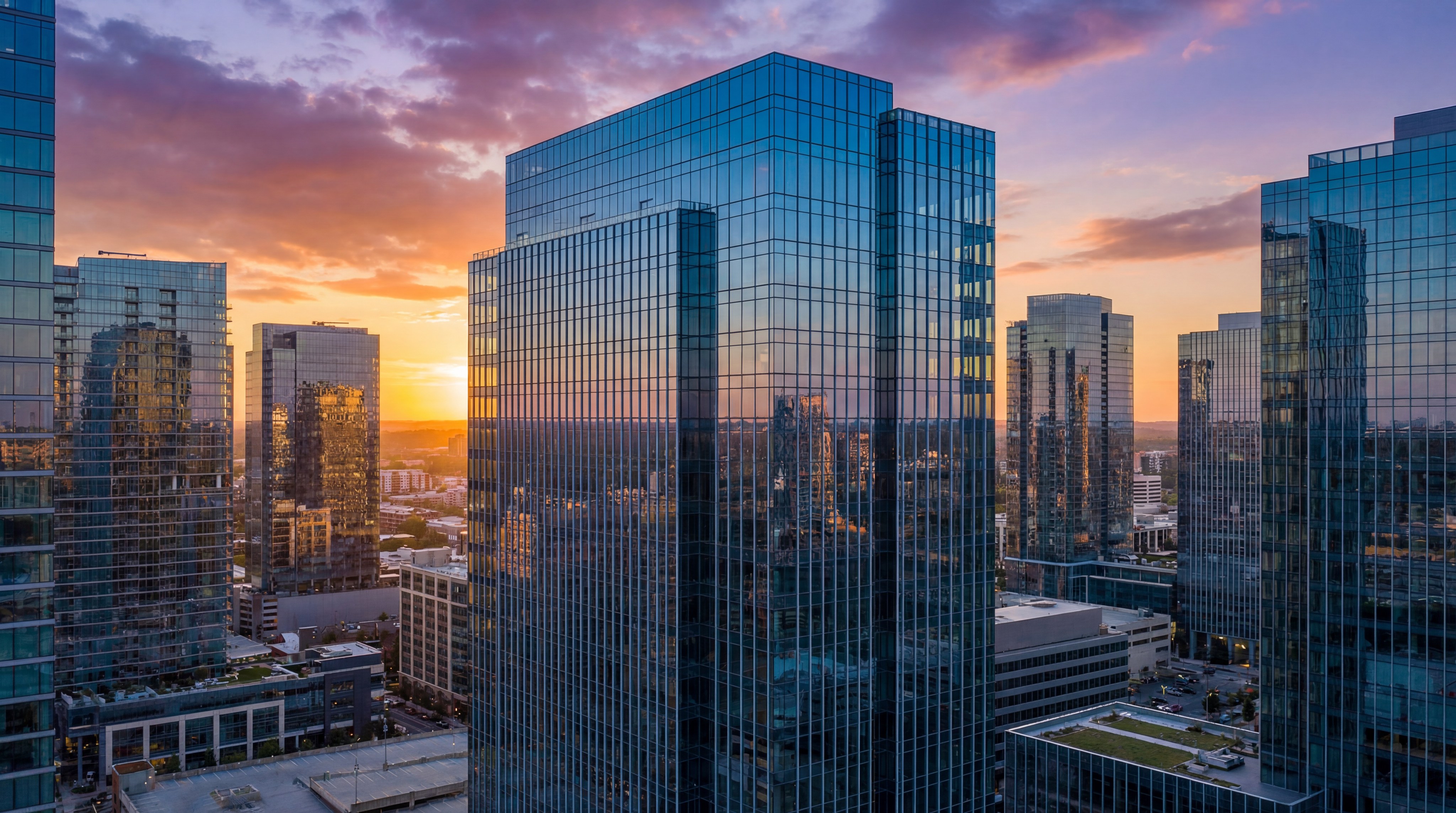 Modern Skyscraper Sunset Reflection