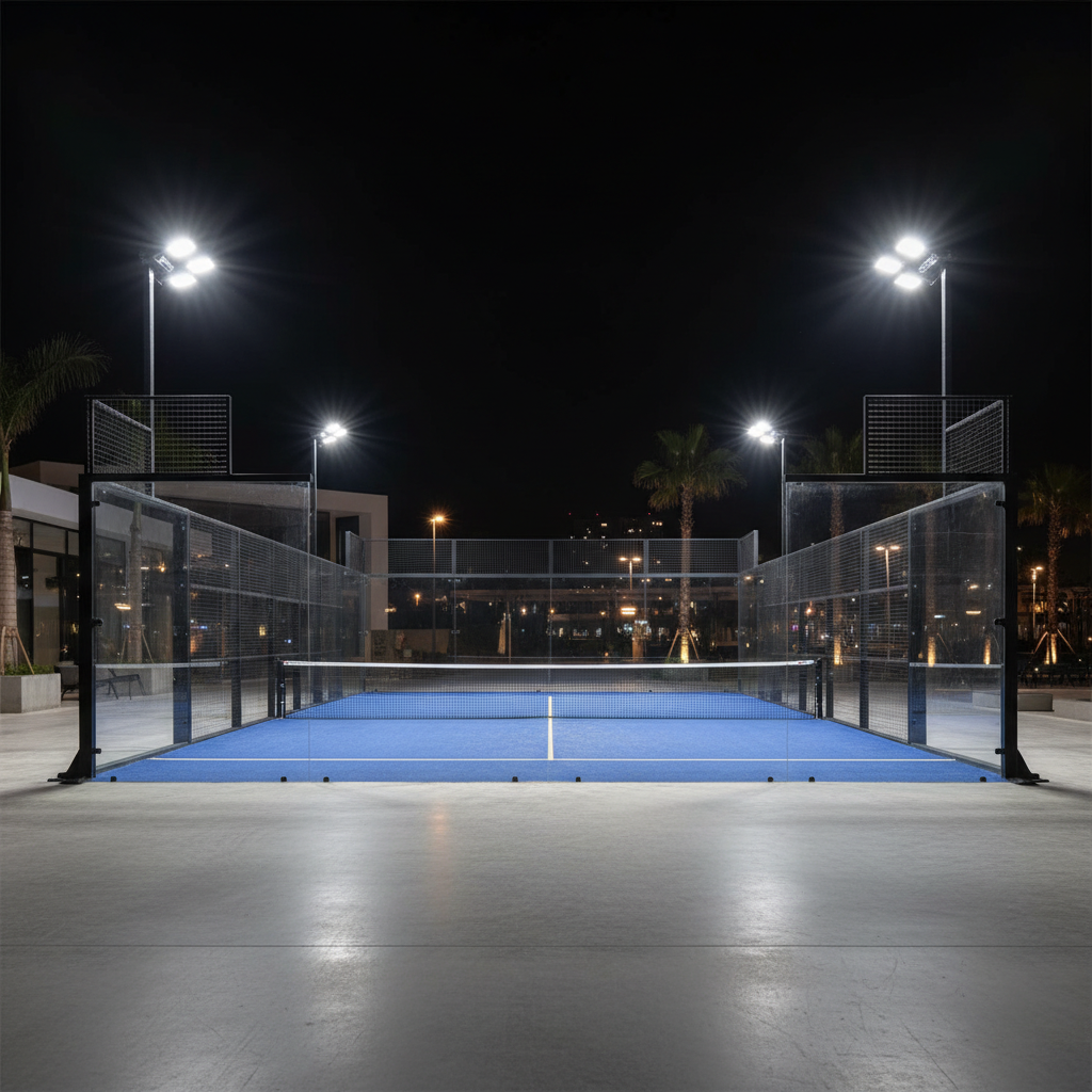 king of padel court night lighting