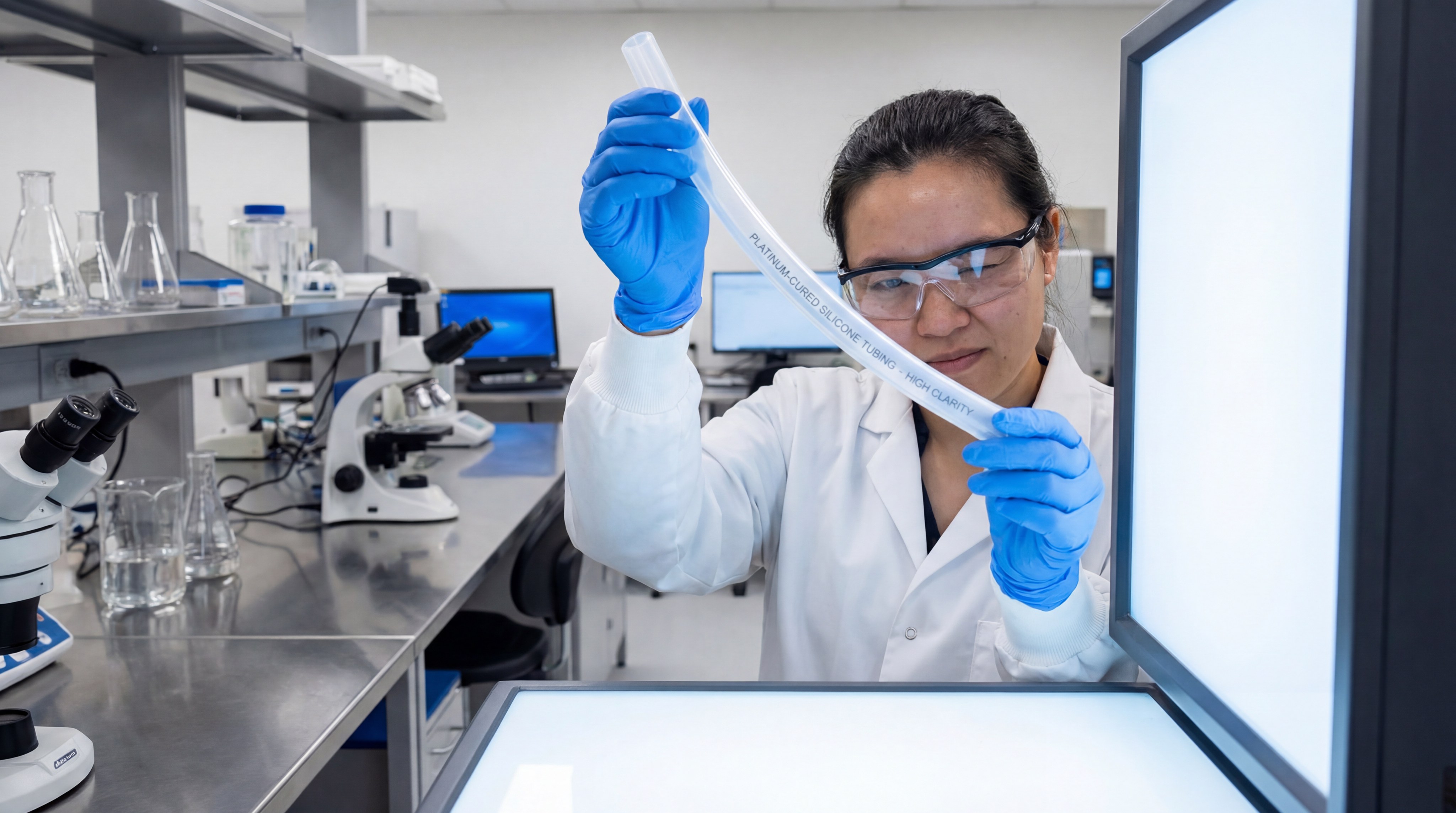 lab silicone tube inspection