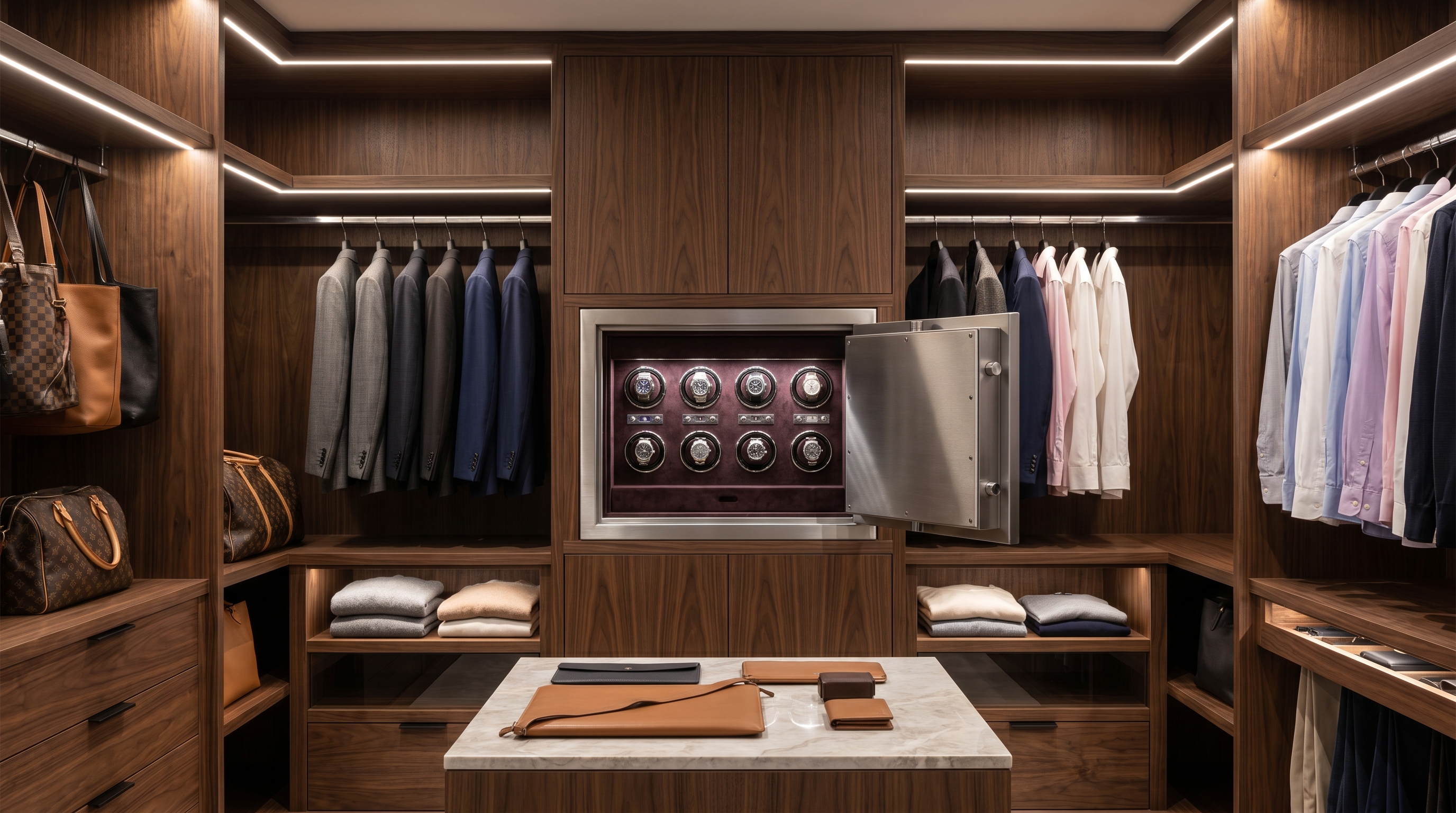 Luxury Walnut Closet Watch Safe