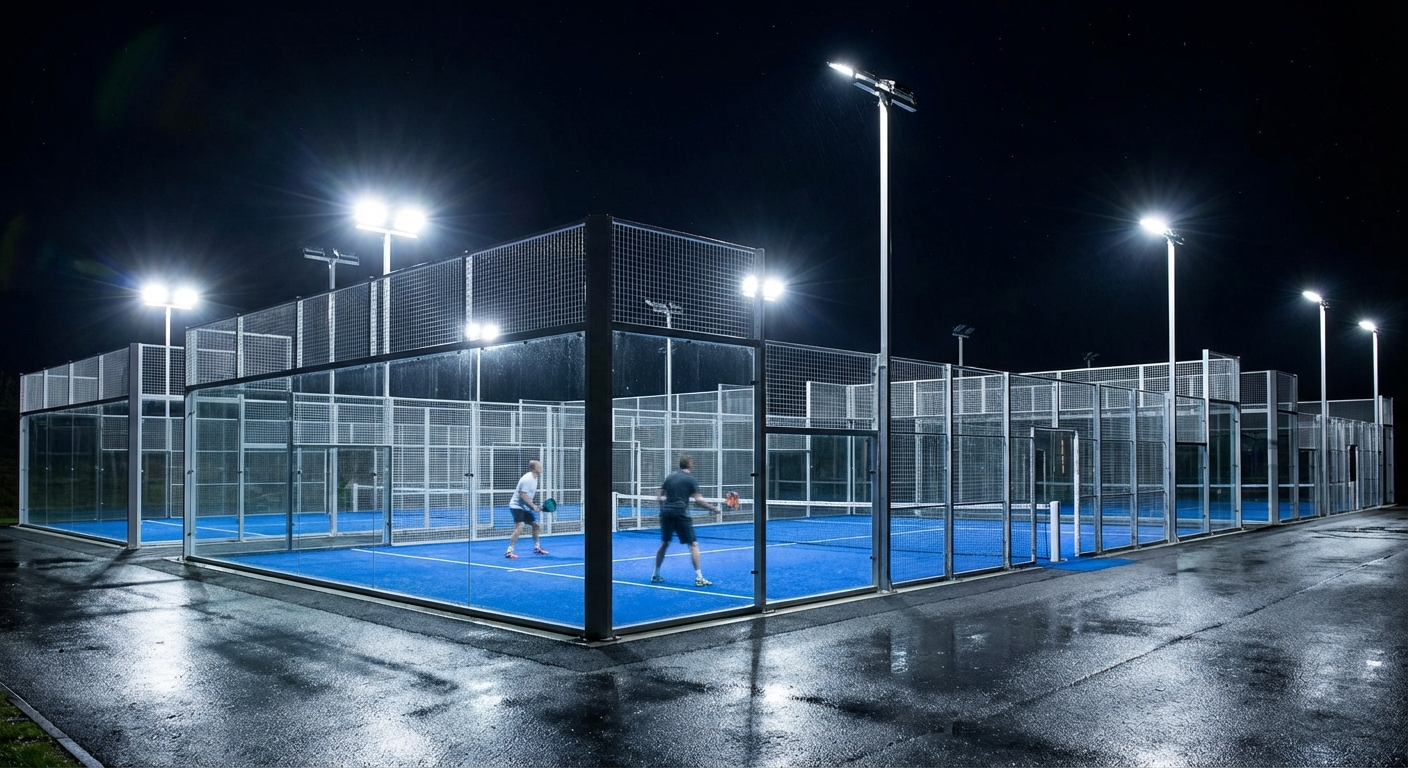 padel court night photography