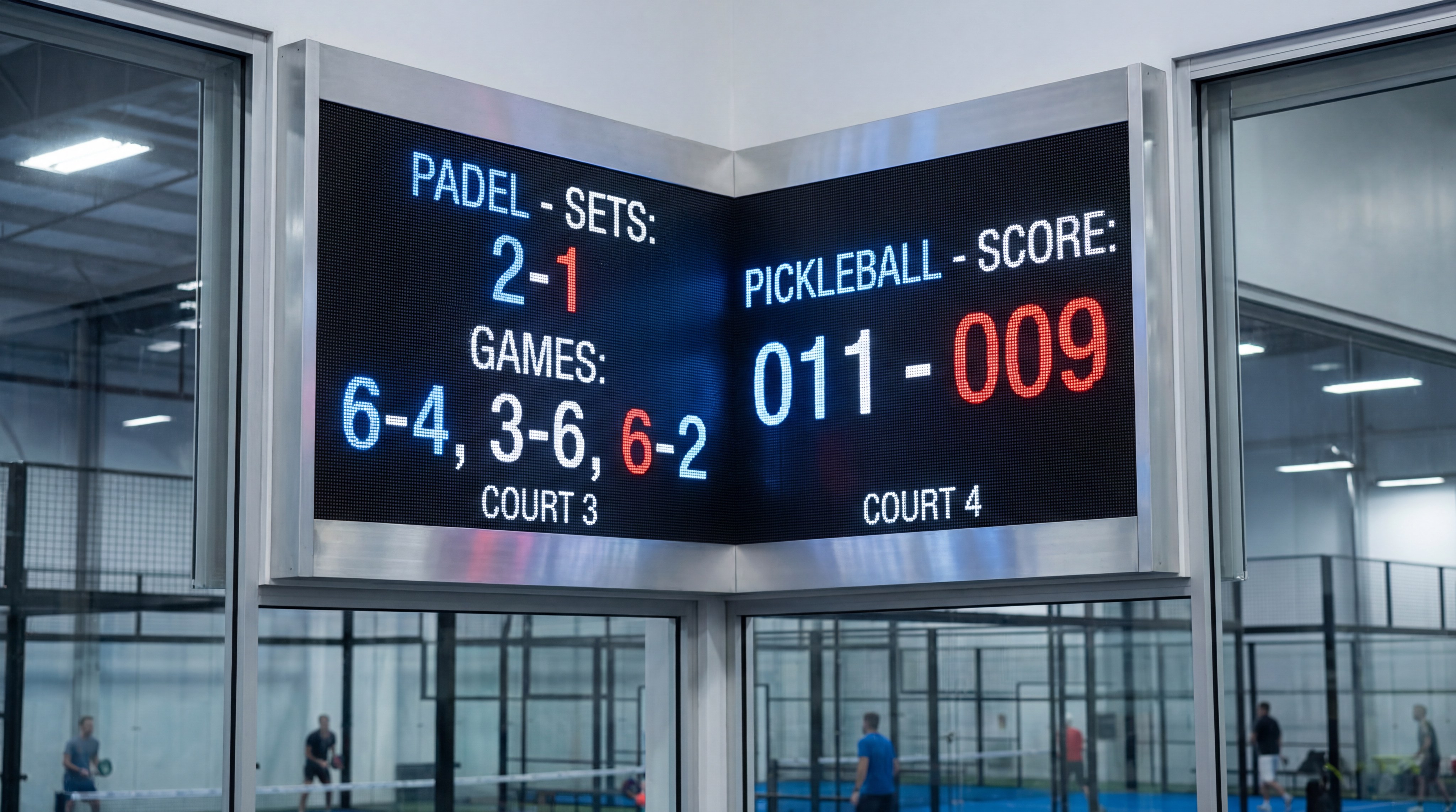 digital scoreboard in a sports facility