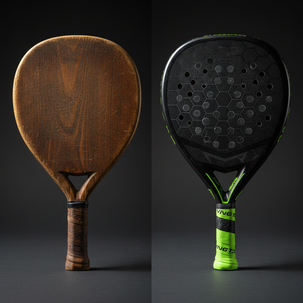 Comparison of vintage and modern padel rackets