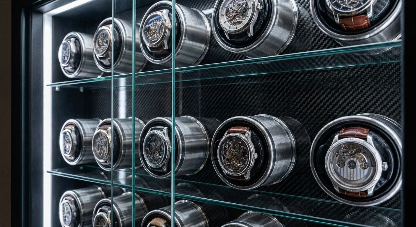 luxury watch winder macro photography