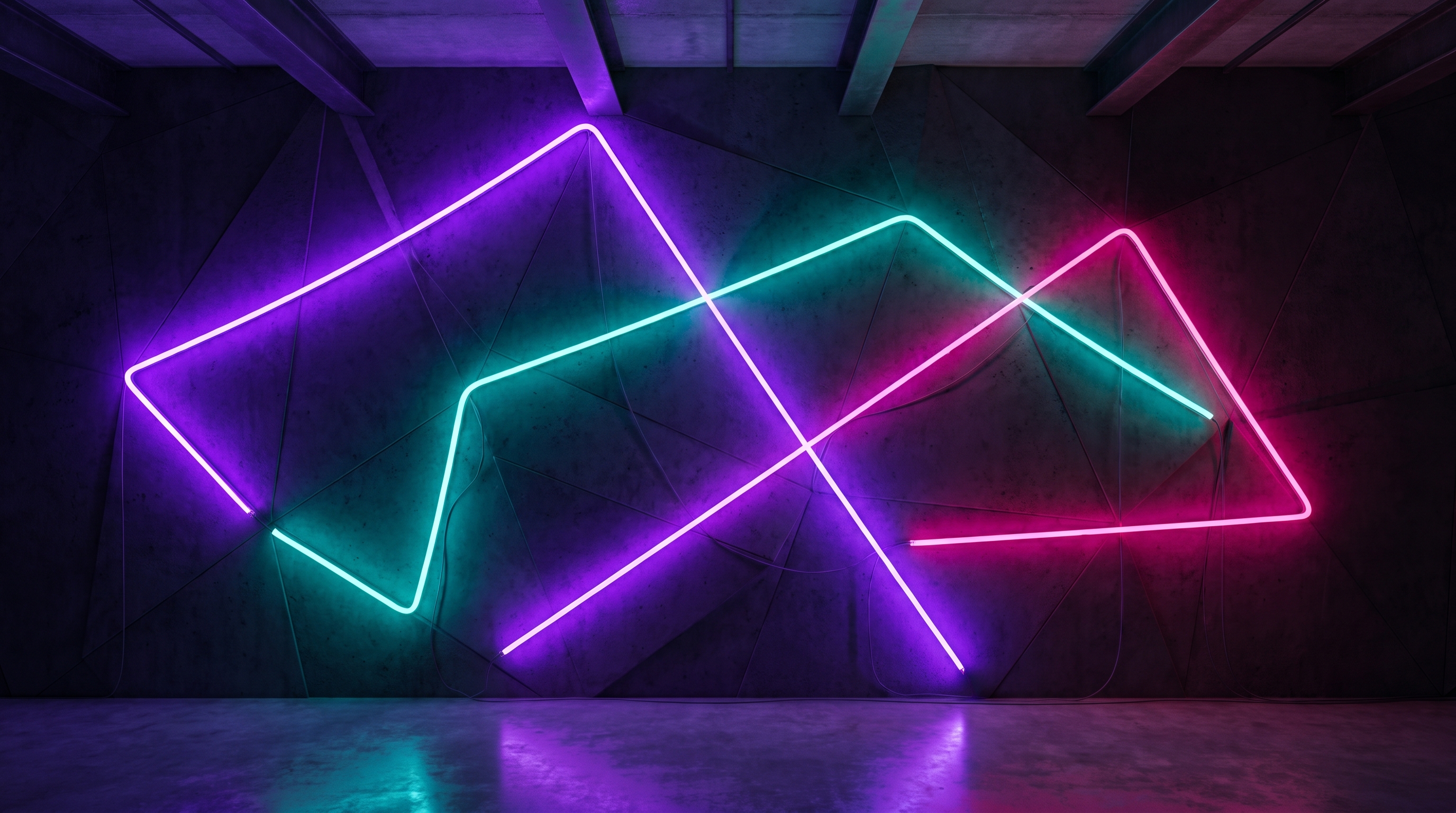 rgb led neon geometric wall