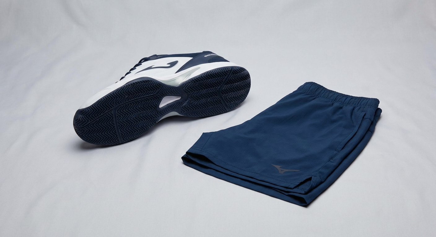 Full gear setup including padel shoes and shorts