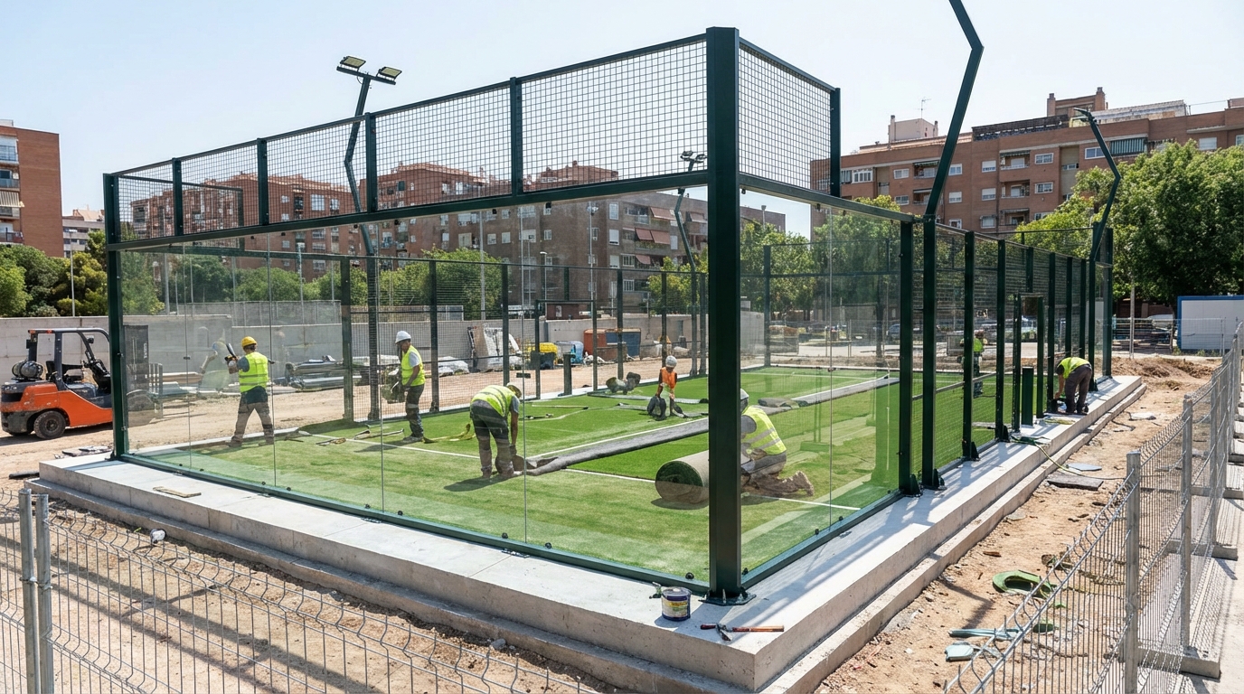 Modern padel court construction