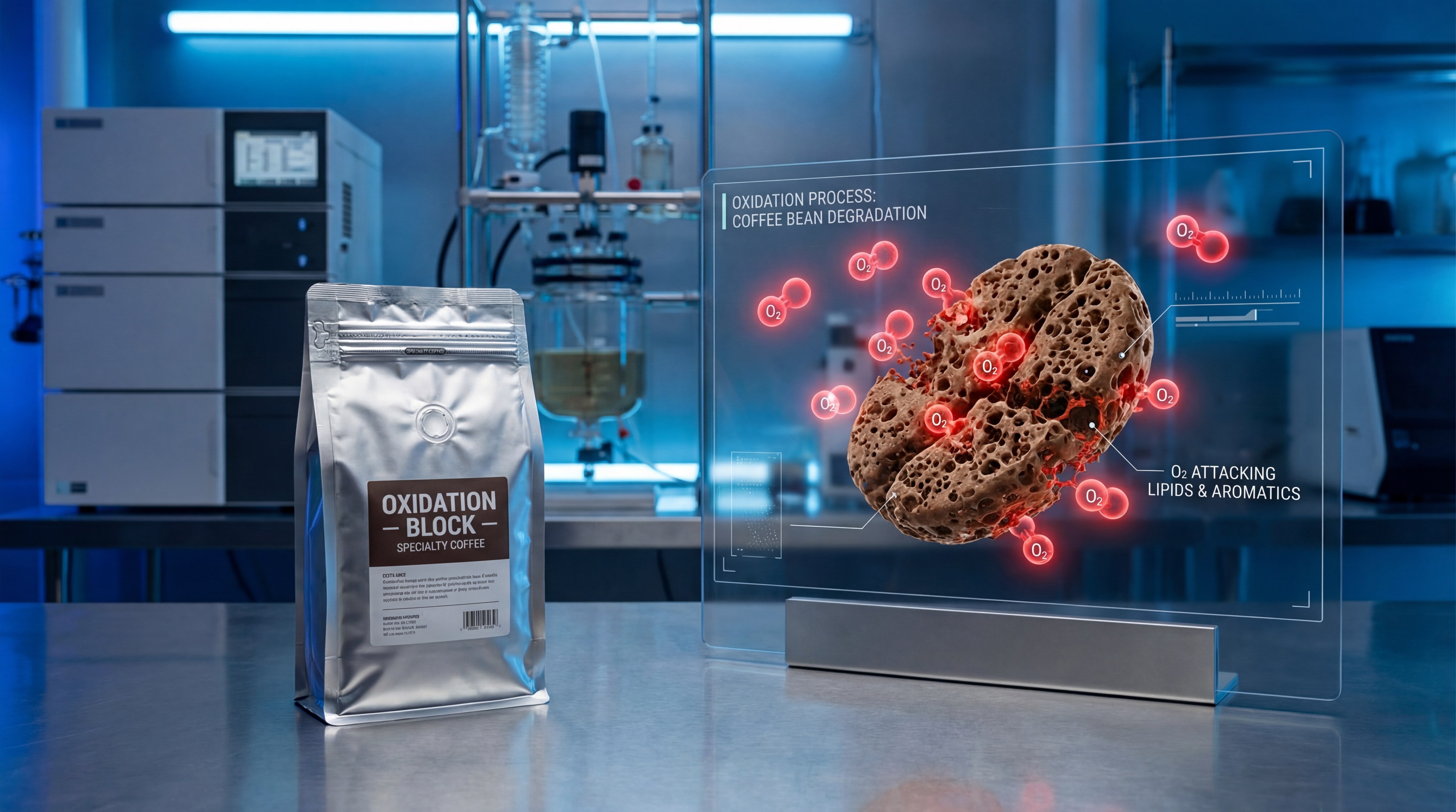 Close-up of a one-way degassing valve essential for long-term coffee aroma retention.