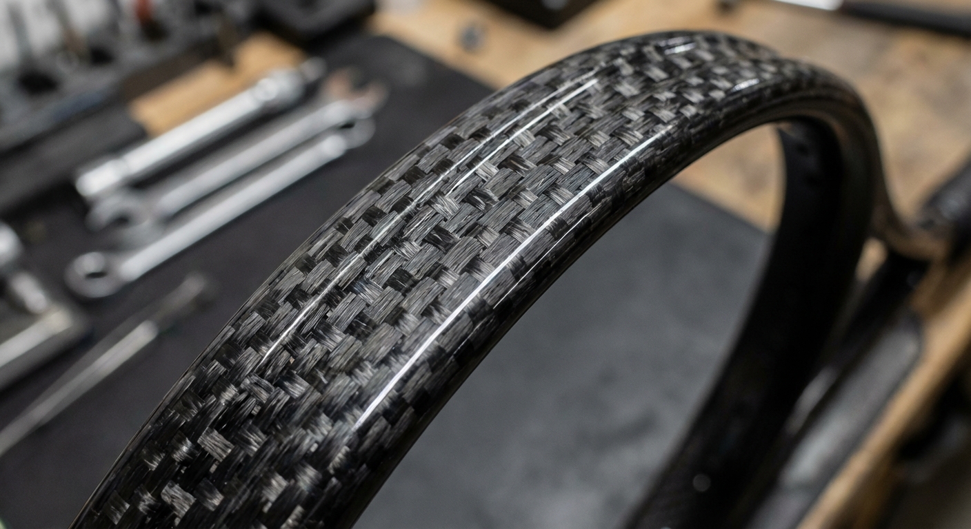 An extreme close-up of the carbon fiber weave used in the frame construction of a high-end padel paddle.