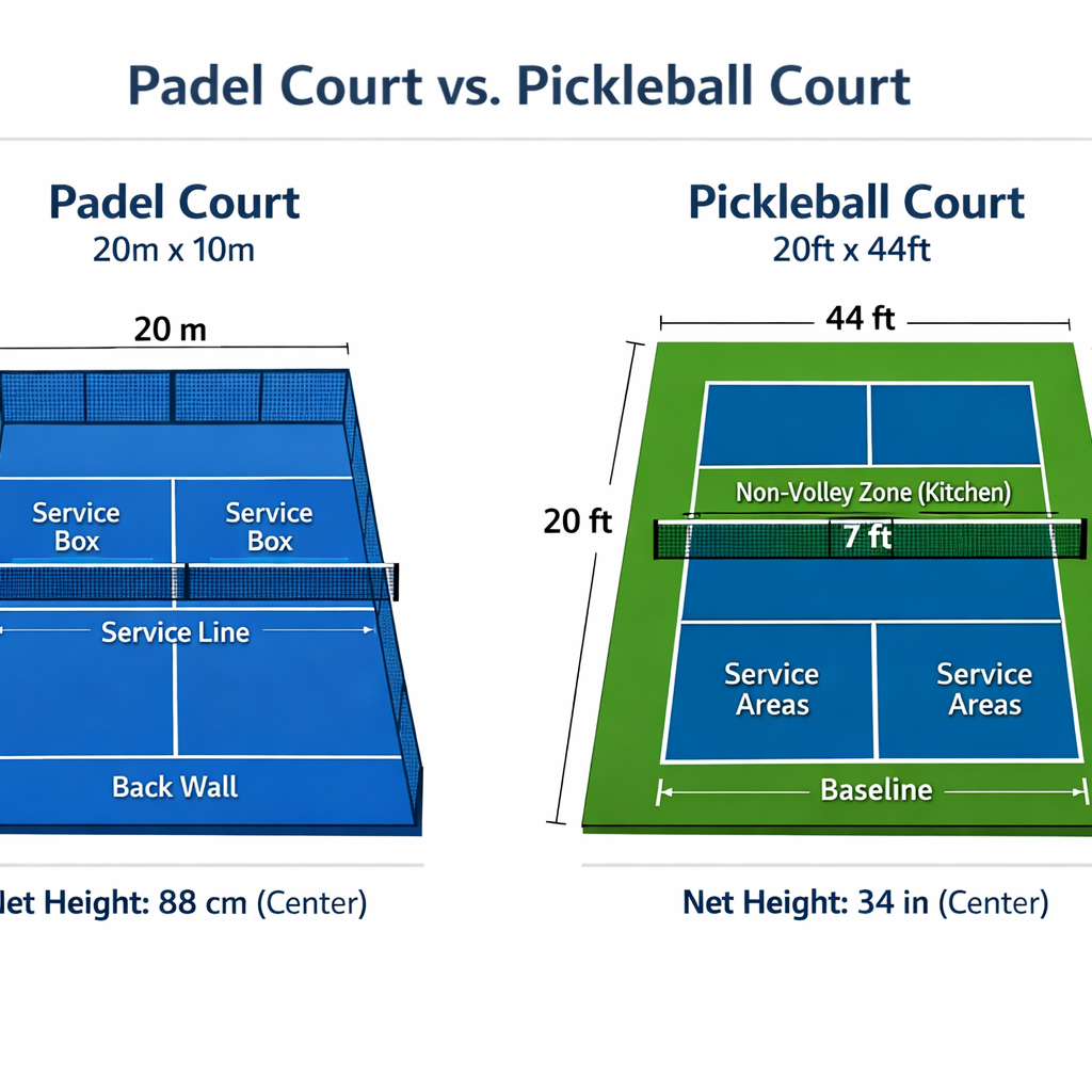padel vs pickleball court dimensions