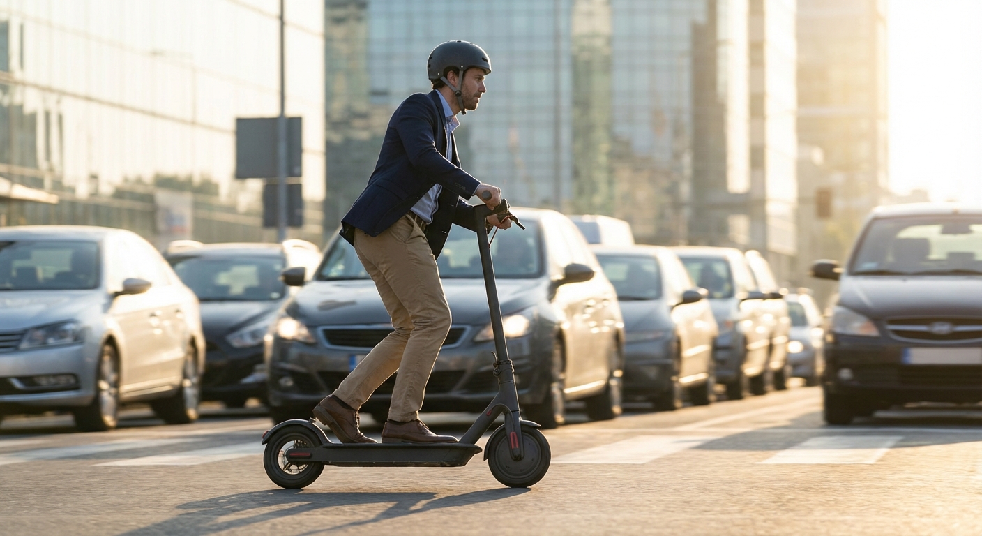 professional scooter commute traffic