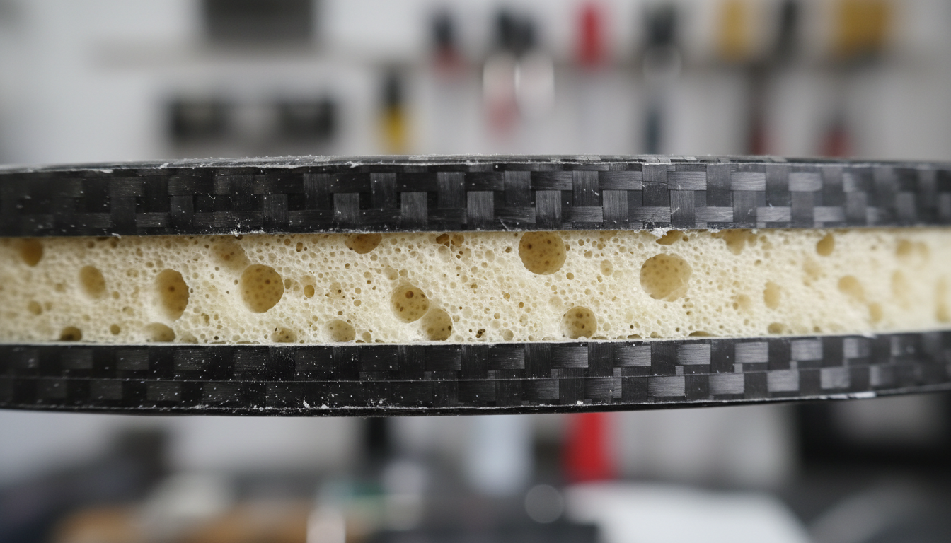 padel racquet macro cross section