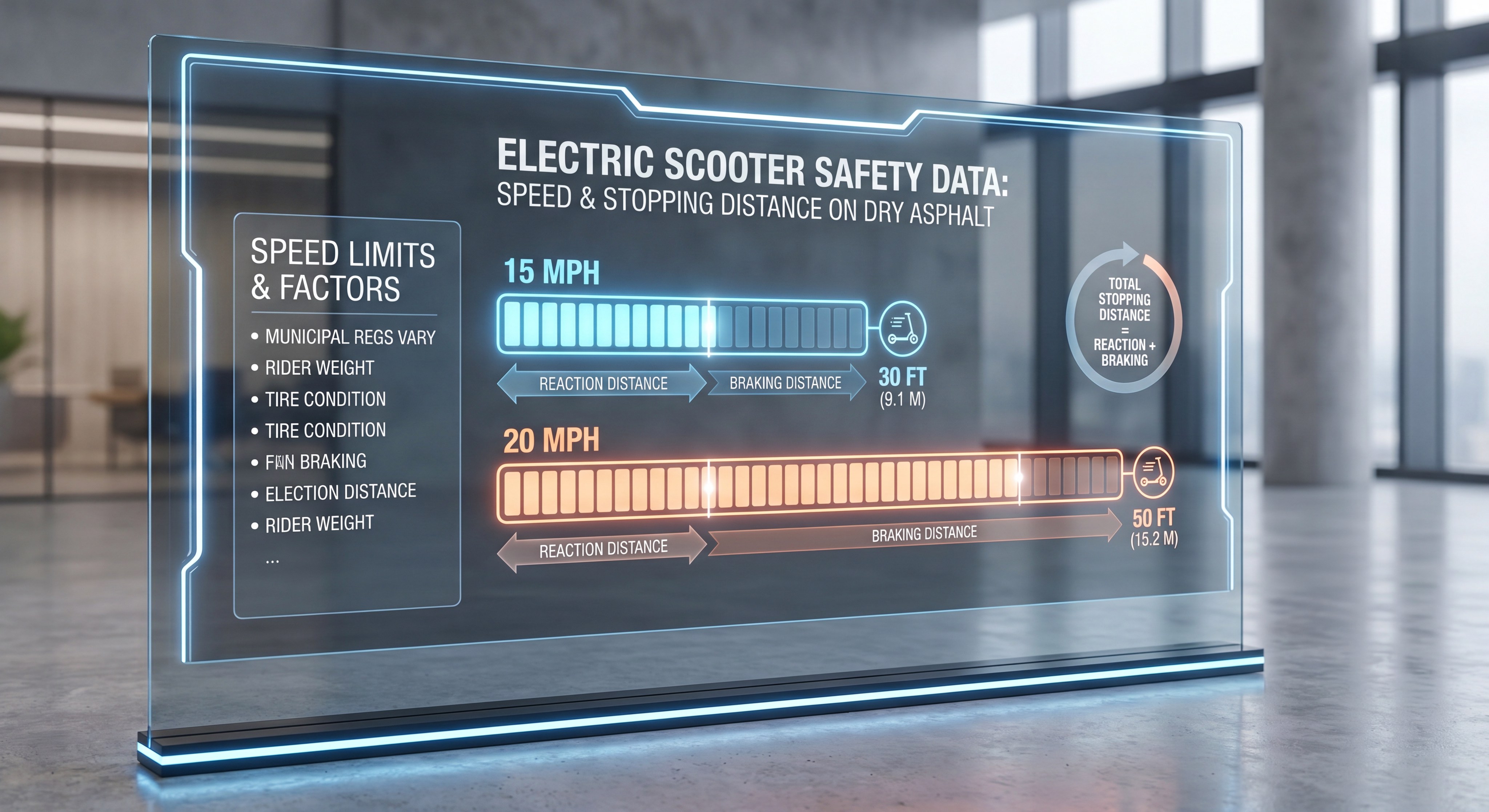 Electric Scooter Speed Stopping Distance Infographic