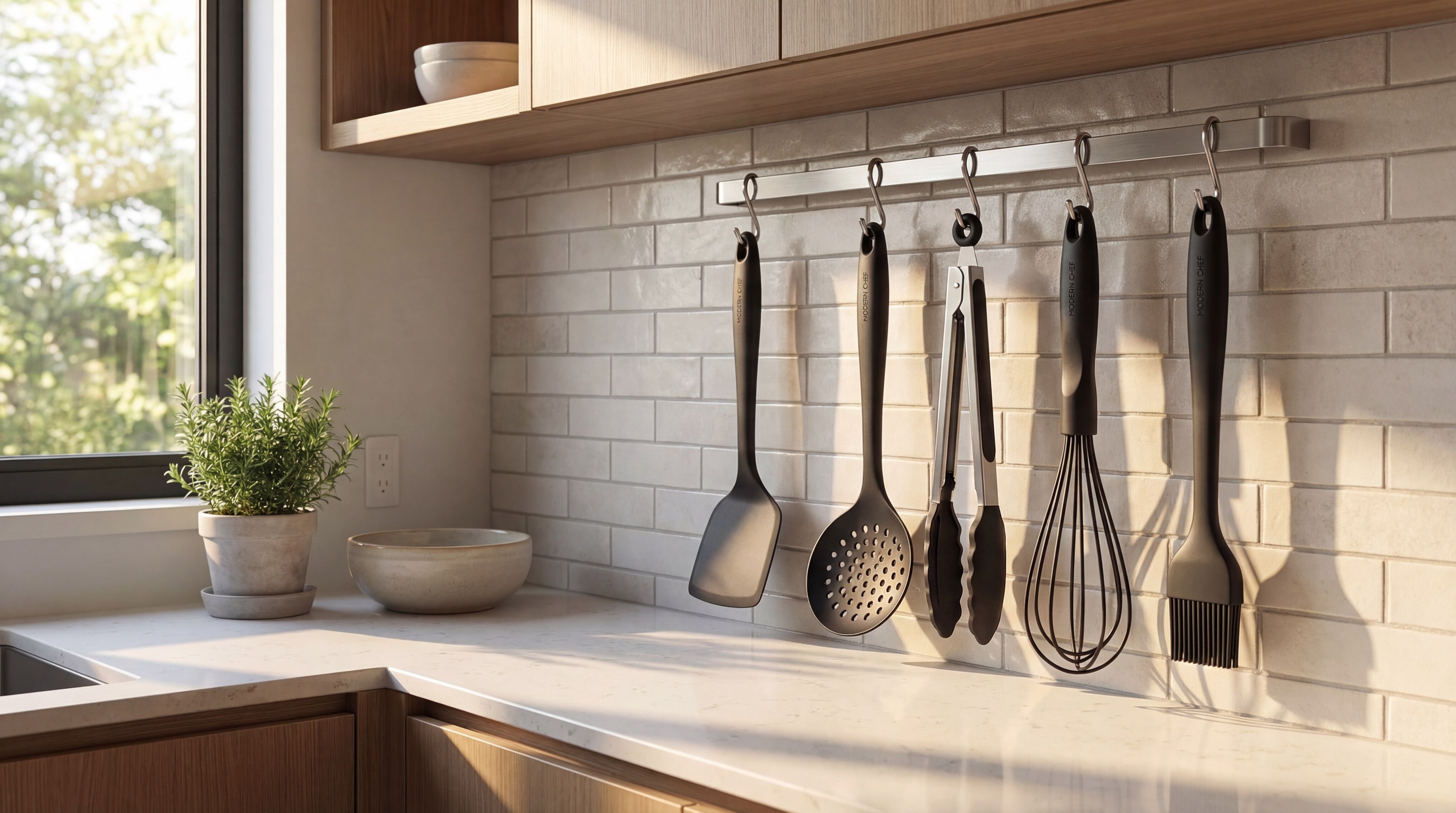 modern kitchen utensil set photography