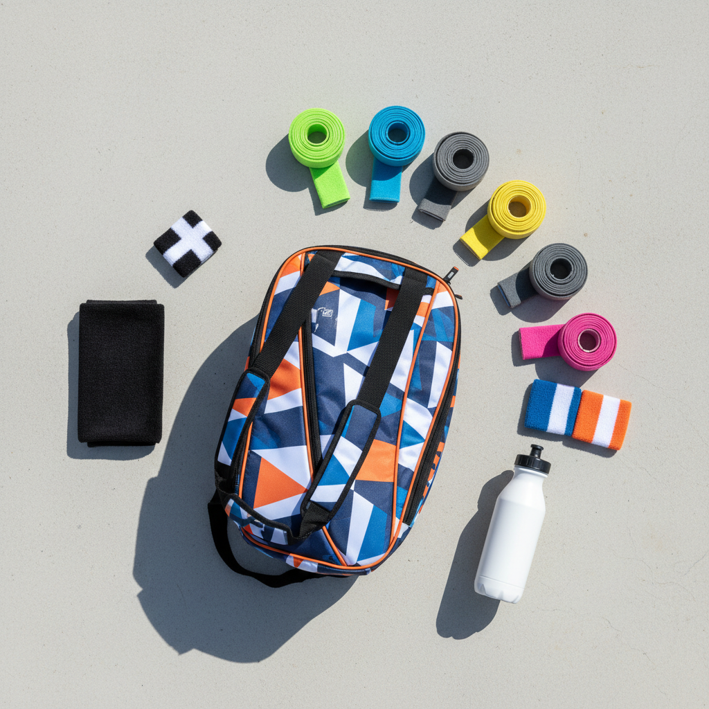 padel accessories flat lay