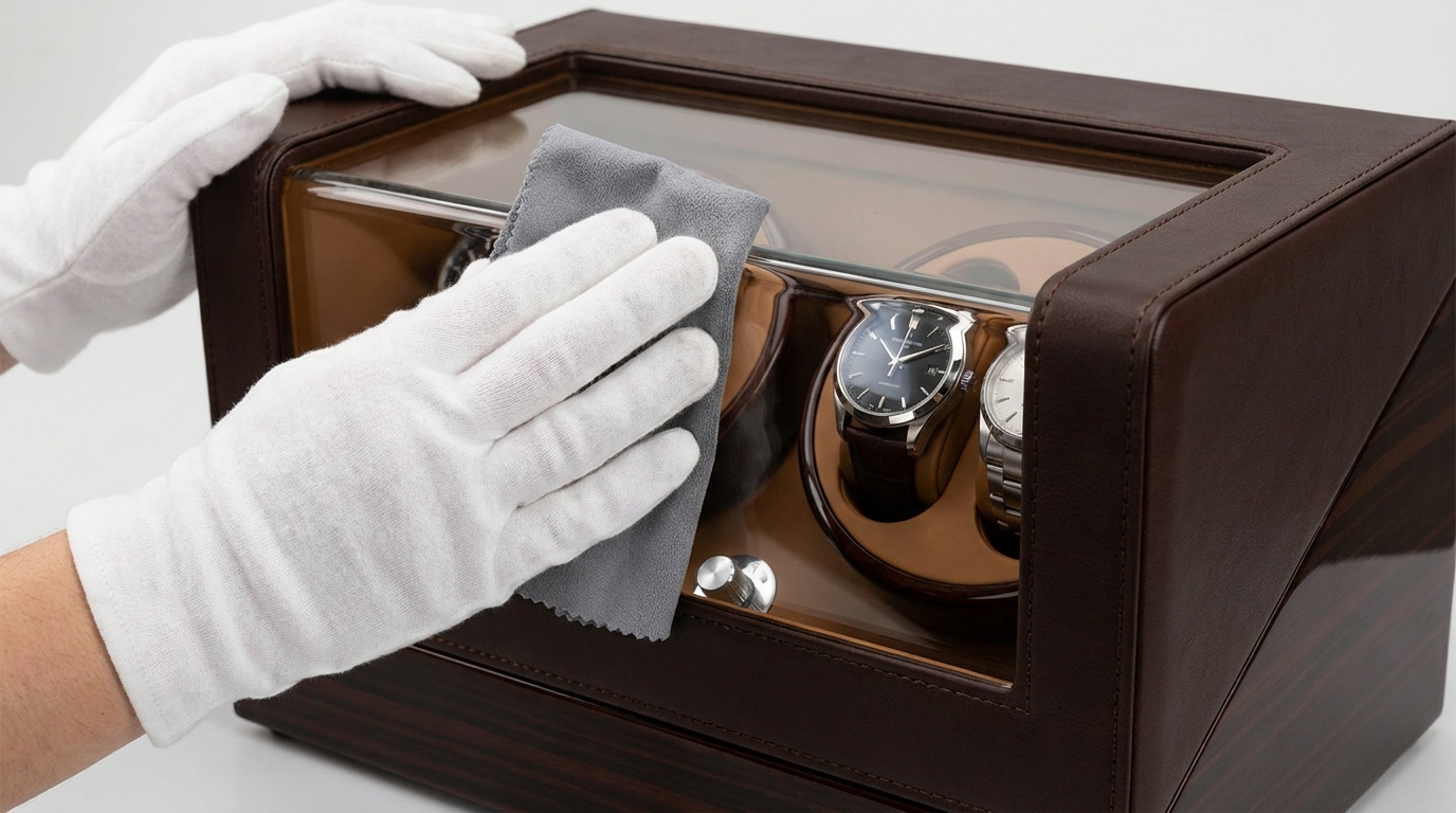 Luxury Watch Winder Cleaning with Microfiber Cloth
