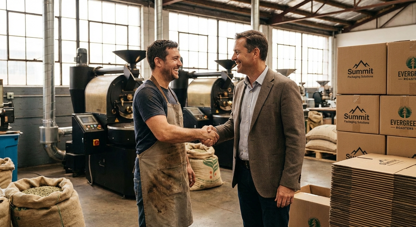 coffee roaster partnership handshake