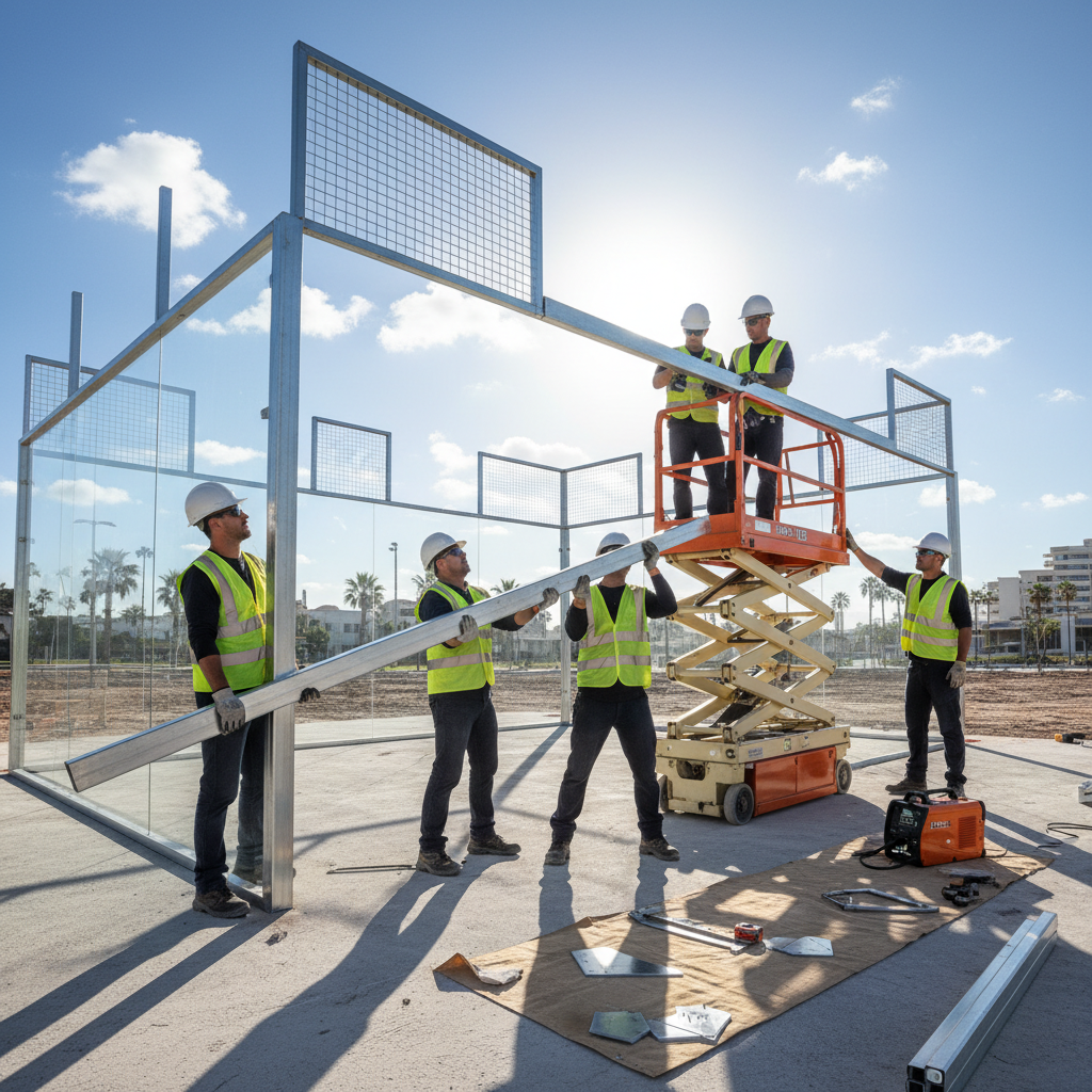 padel court installation action